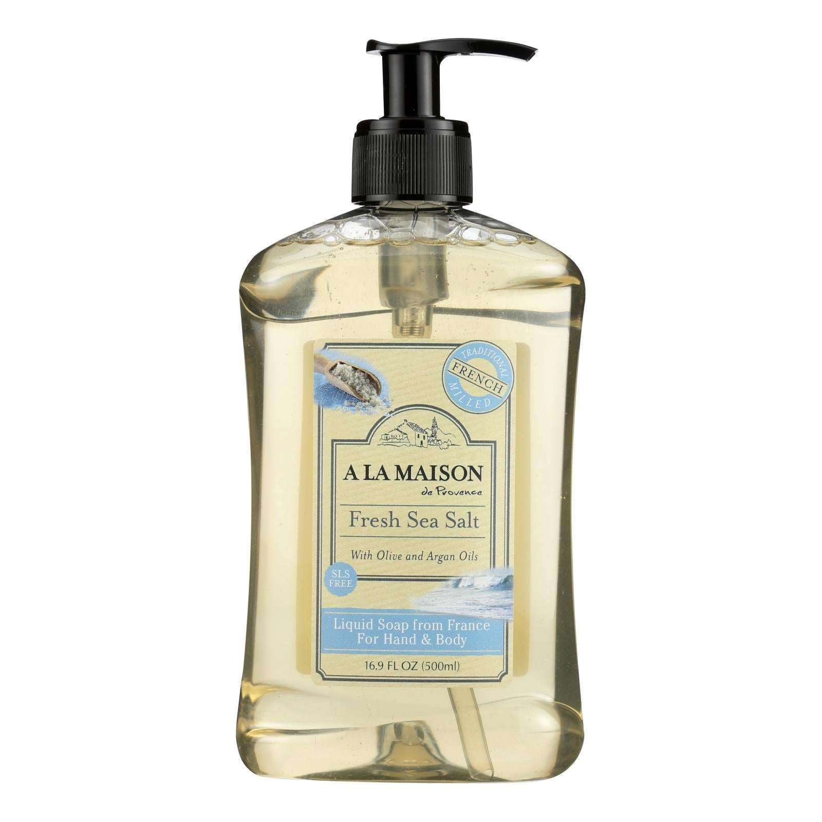 Jabón líquido francés A La Maison - Sal marina fresca, 500 ml 