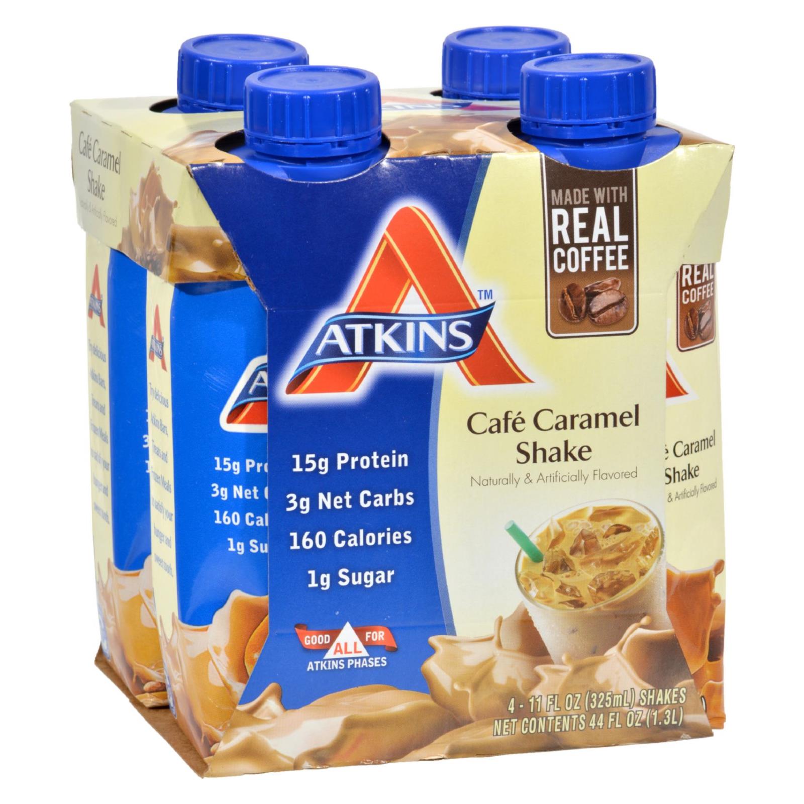 Batido de proteína de caramelo Atkins Café (paquete de 4 - 11 onzas líquidas)