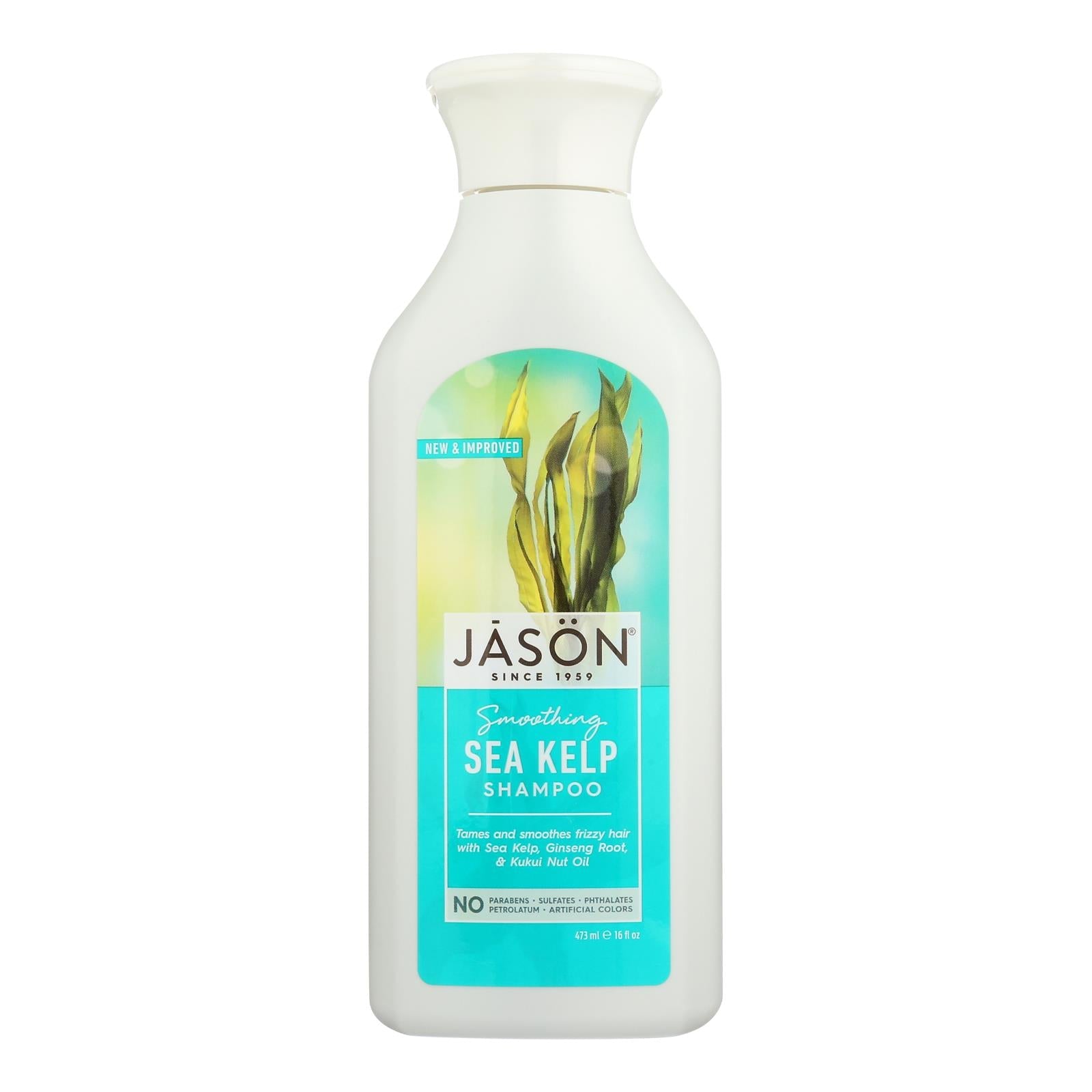 Champú puro natural Jason (16 onzas líquidas) con extracto de algas marinas para el crecimiento del cabello y el cuidado del cuero cabelludo