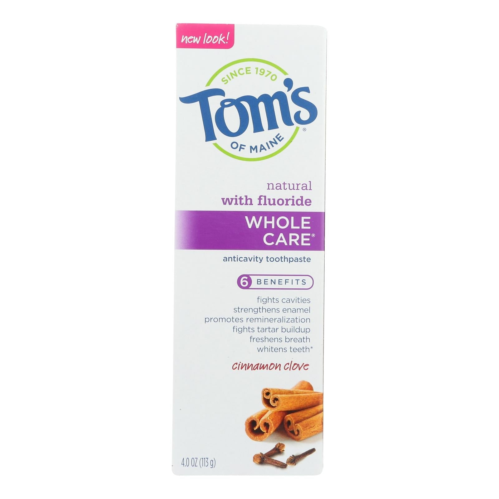 Pasta de dientes con canela y clavo Tom's of Maine Whole Care (paquete de 6 - 4 oz)