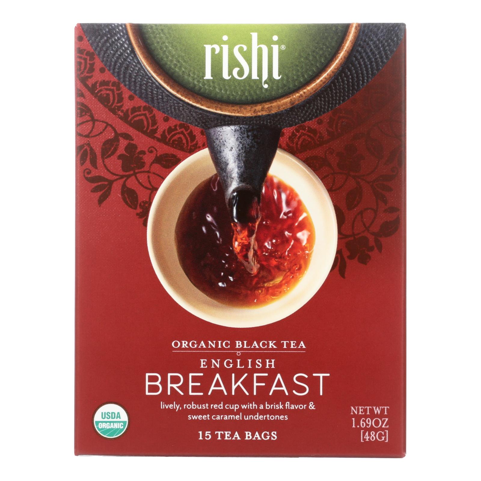 Té orgánico inglés para el desayuno Rishi (paquete de 6 x 15 bolsitas)