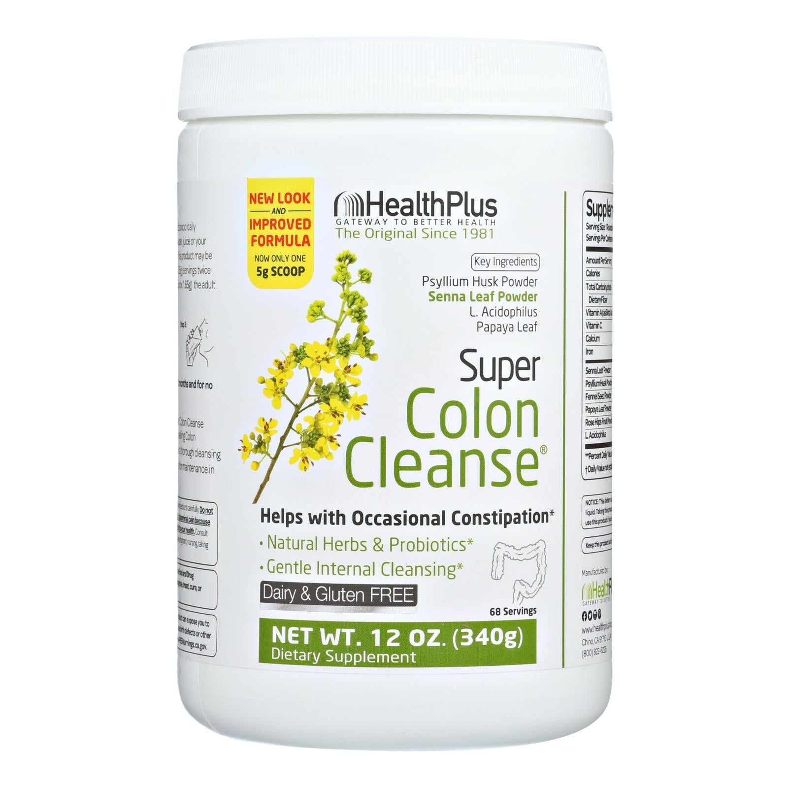 Polvo limpiador de colon Health Plus Super (12 oz)