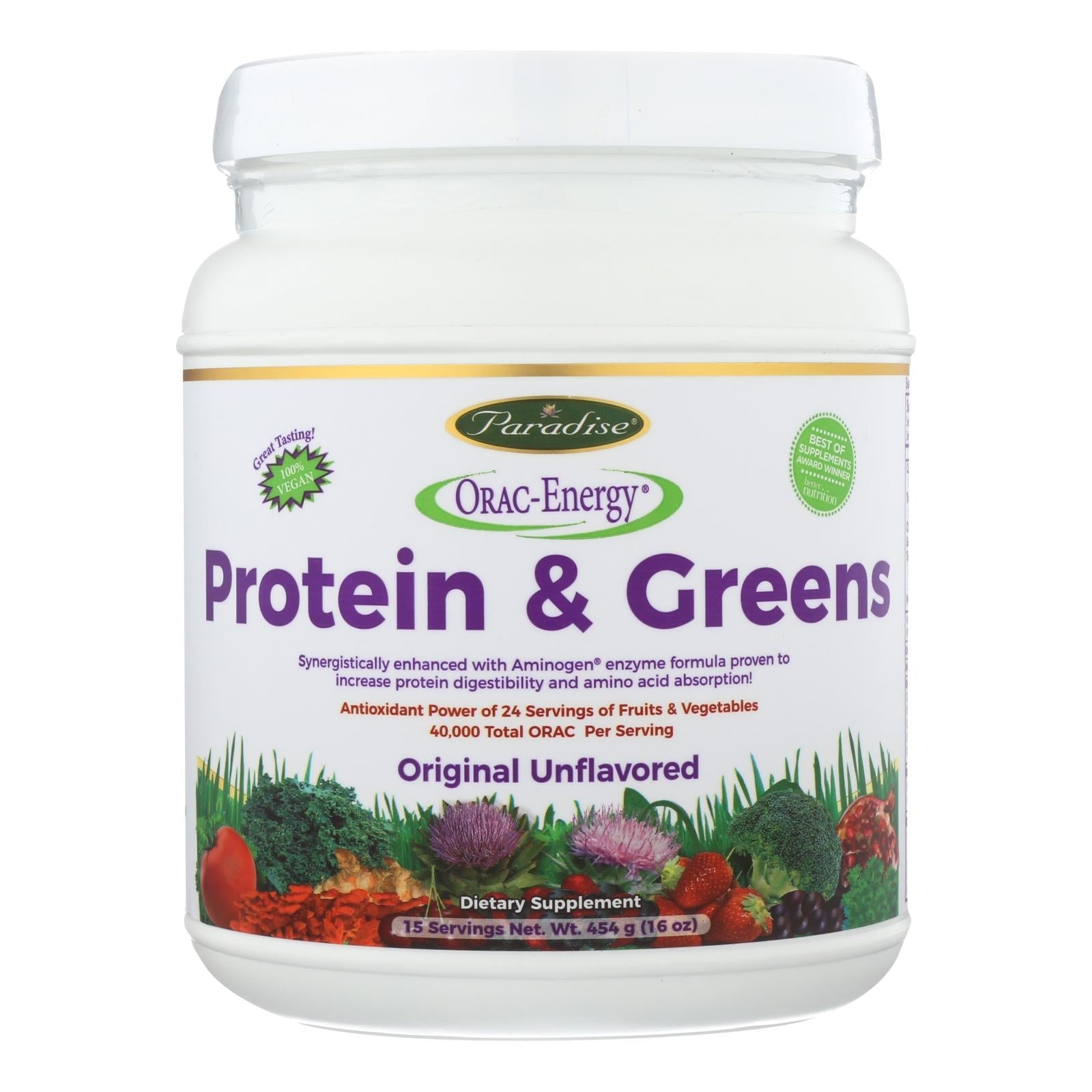 Proteína energética ORAC de Paradise Herbs, 16 onzas
