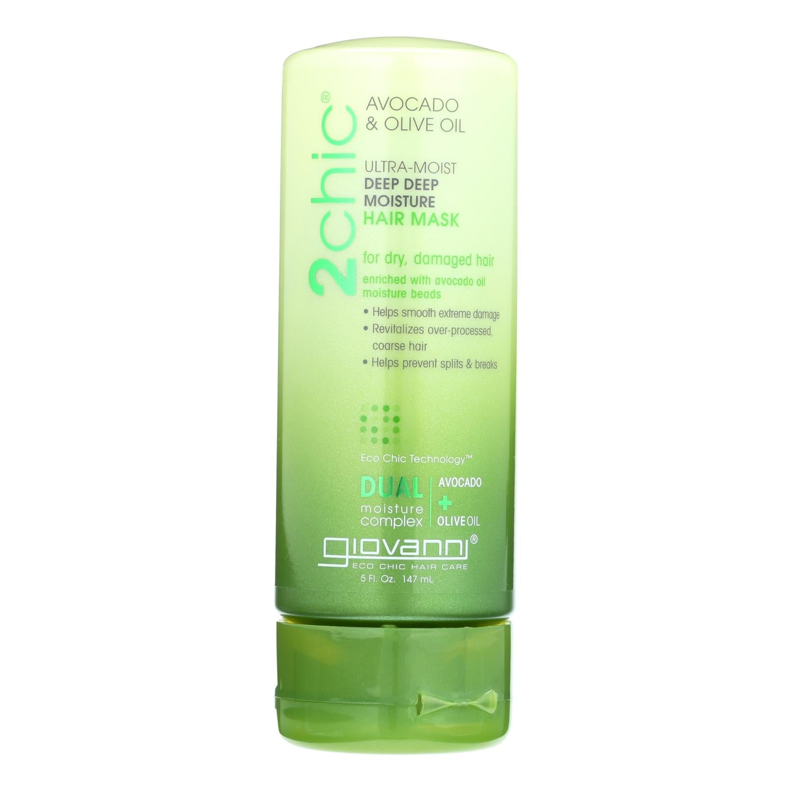 Mascarilla capilar hidratante de acondicionamiento profundo Giovanni 2chic con aguacate y aceite de oliva (147 ml)