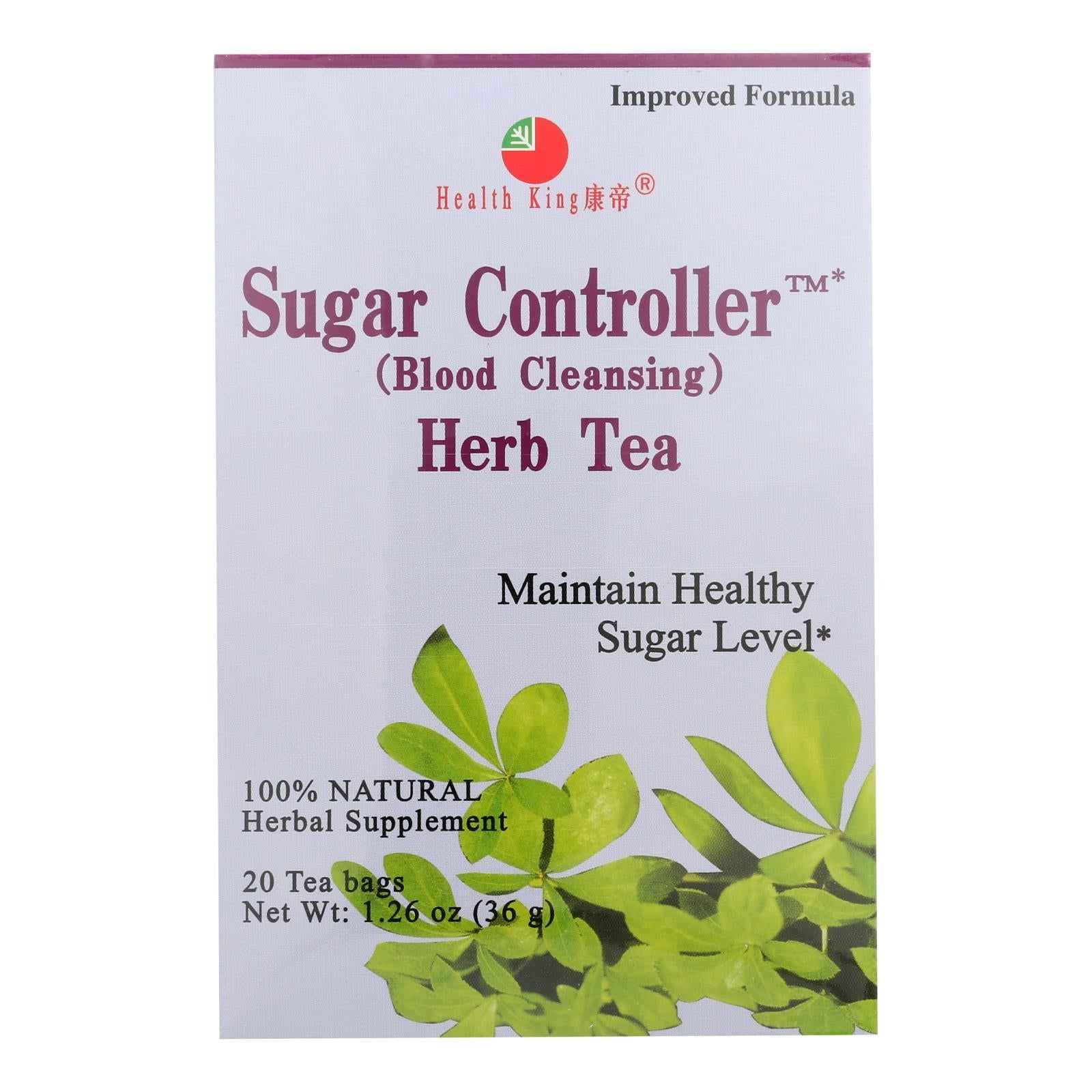 Té purificador de sangre Health King Sugar Controller (20 bolsitas)