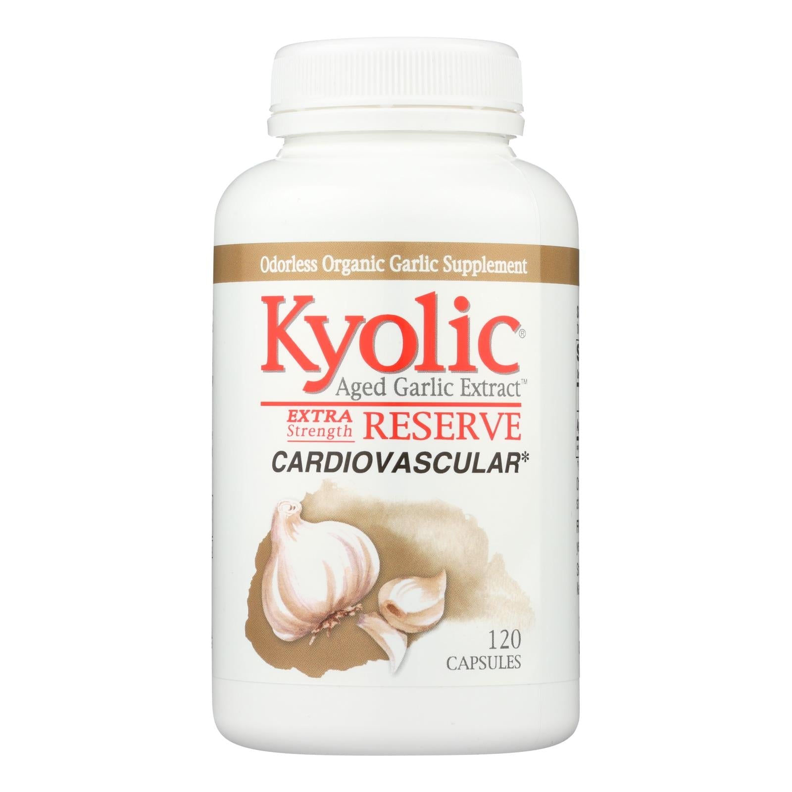 Potenciador de la salud cardiovascular: Extracto de ajo añejado Kyolic Cardiovascular Extra Fuerte (120 cápsulas) 