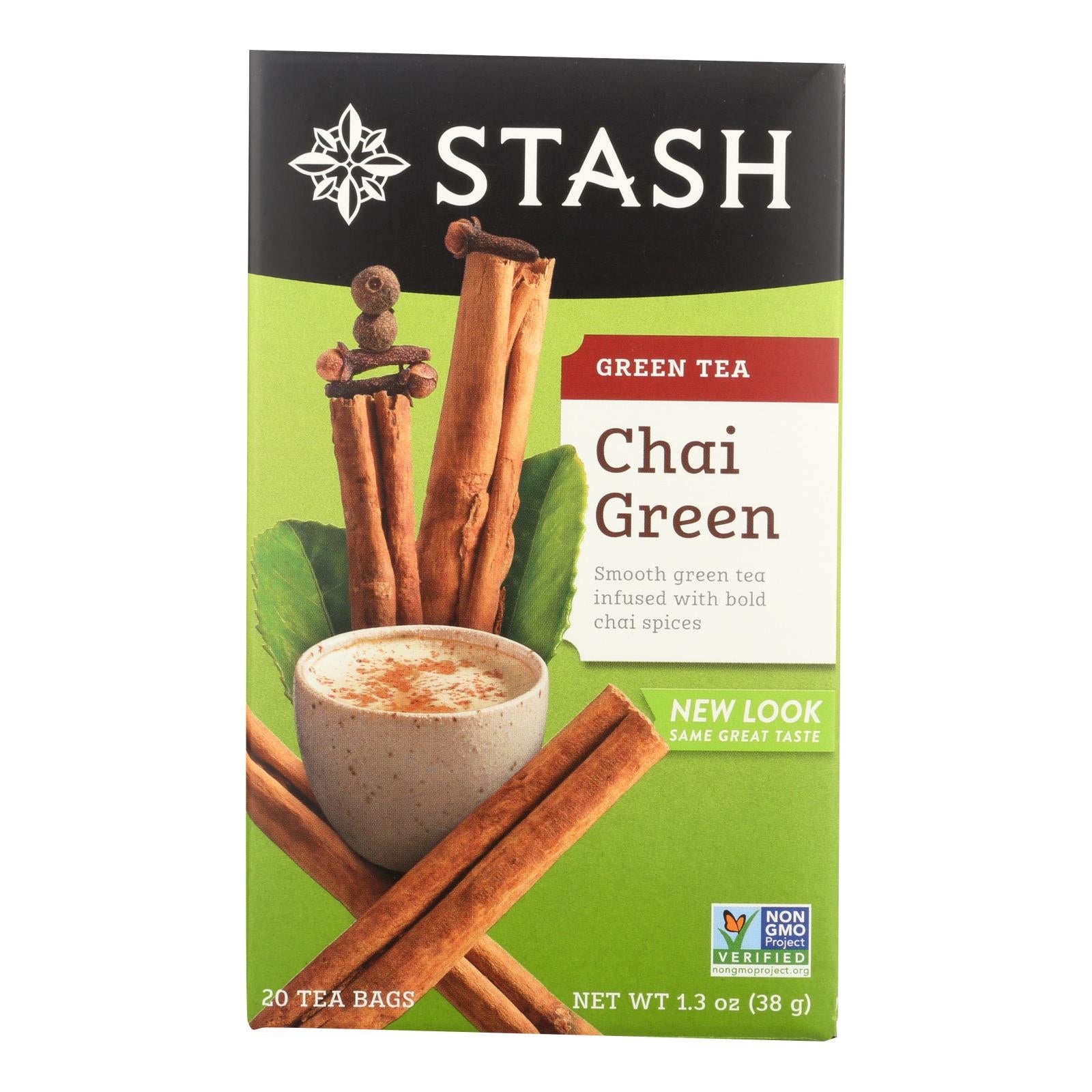 Té verde especiado Chai de Stash Tea, 20 bolsitas de té (paquete de 6) 