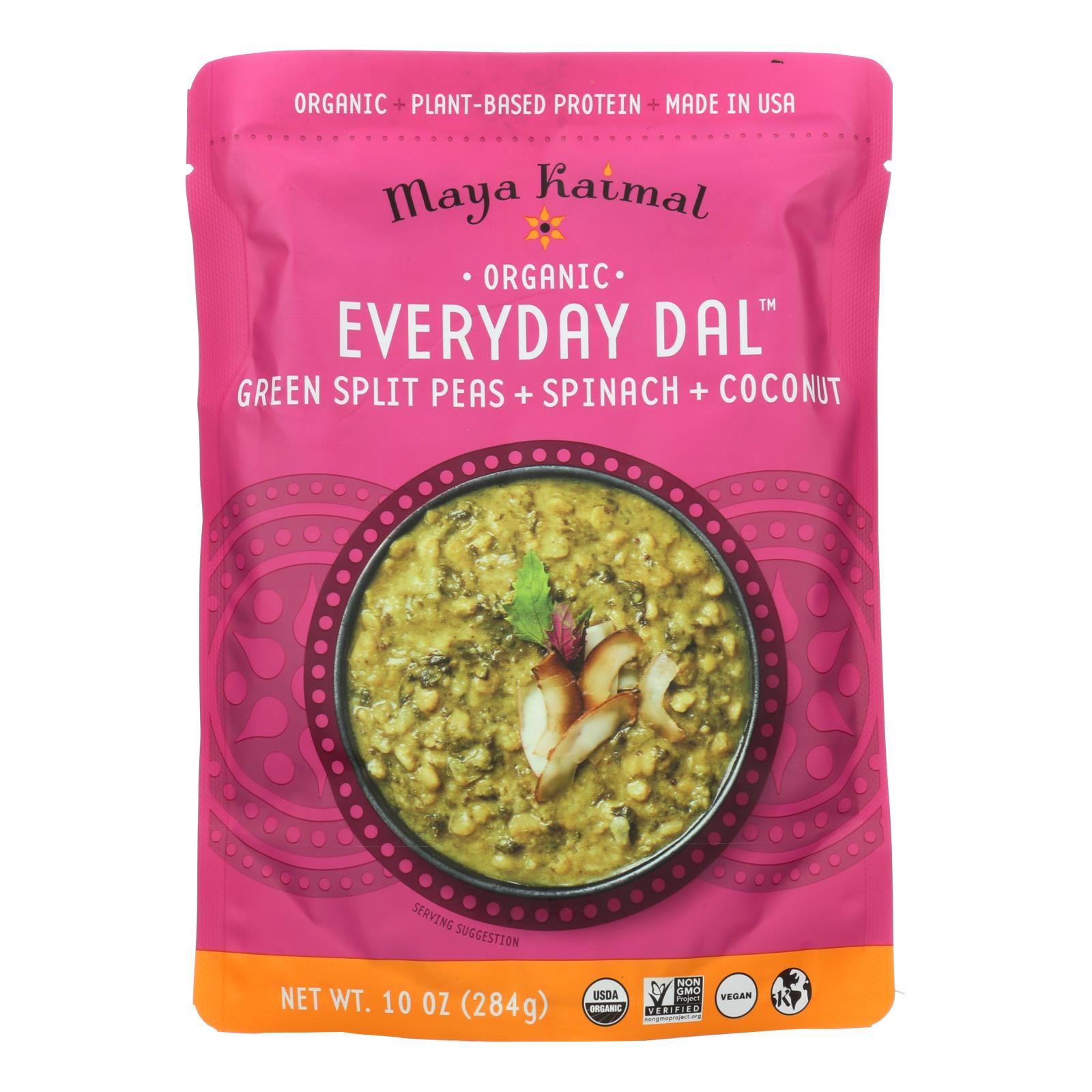 Maya Kaimal Organic Everyday Dal: Green Split Pea Spinach Coconut (Pack of 6 - 10 Oz.)