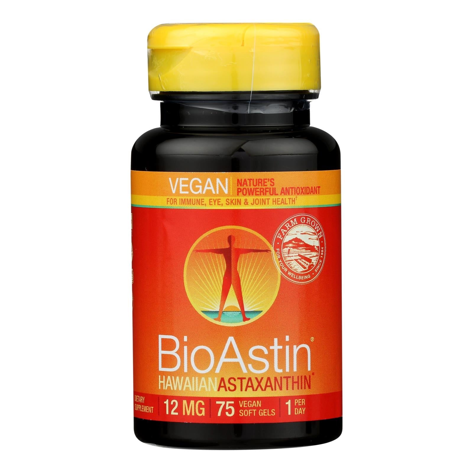 Cápsulas de gel vegetarianas Nutrex Hawaii Bioastin - 75 unidades - 12 mg de astaxantina hawaiana