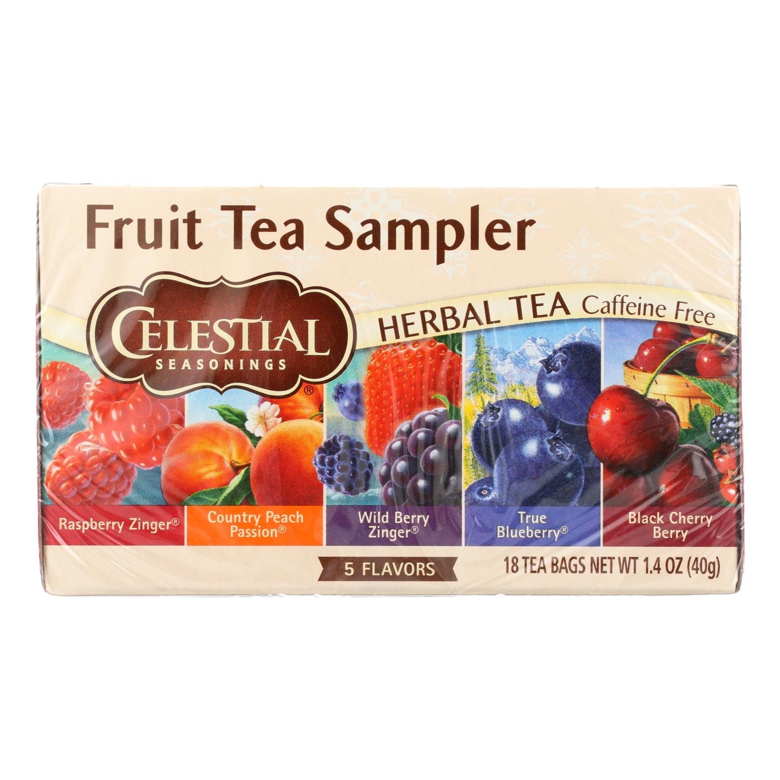 Té de hierbas Celestial Seasonings Fruity Variety, paquete de 6 x 18 bolsitas de té