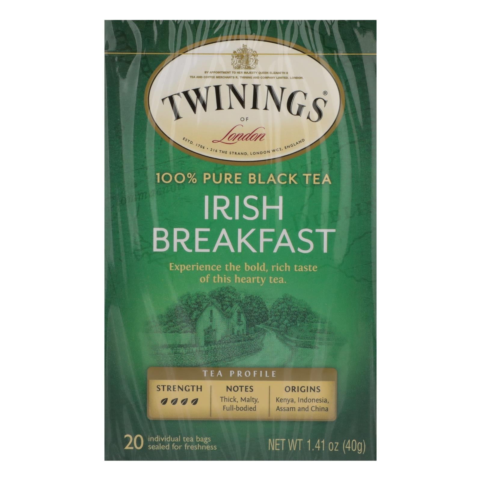 Bolsitas de té negro Twinings Irish Breakfast (paquete de 6 - 20 unidades)