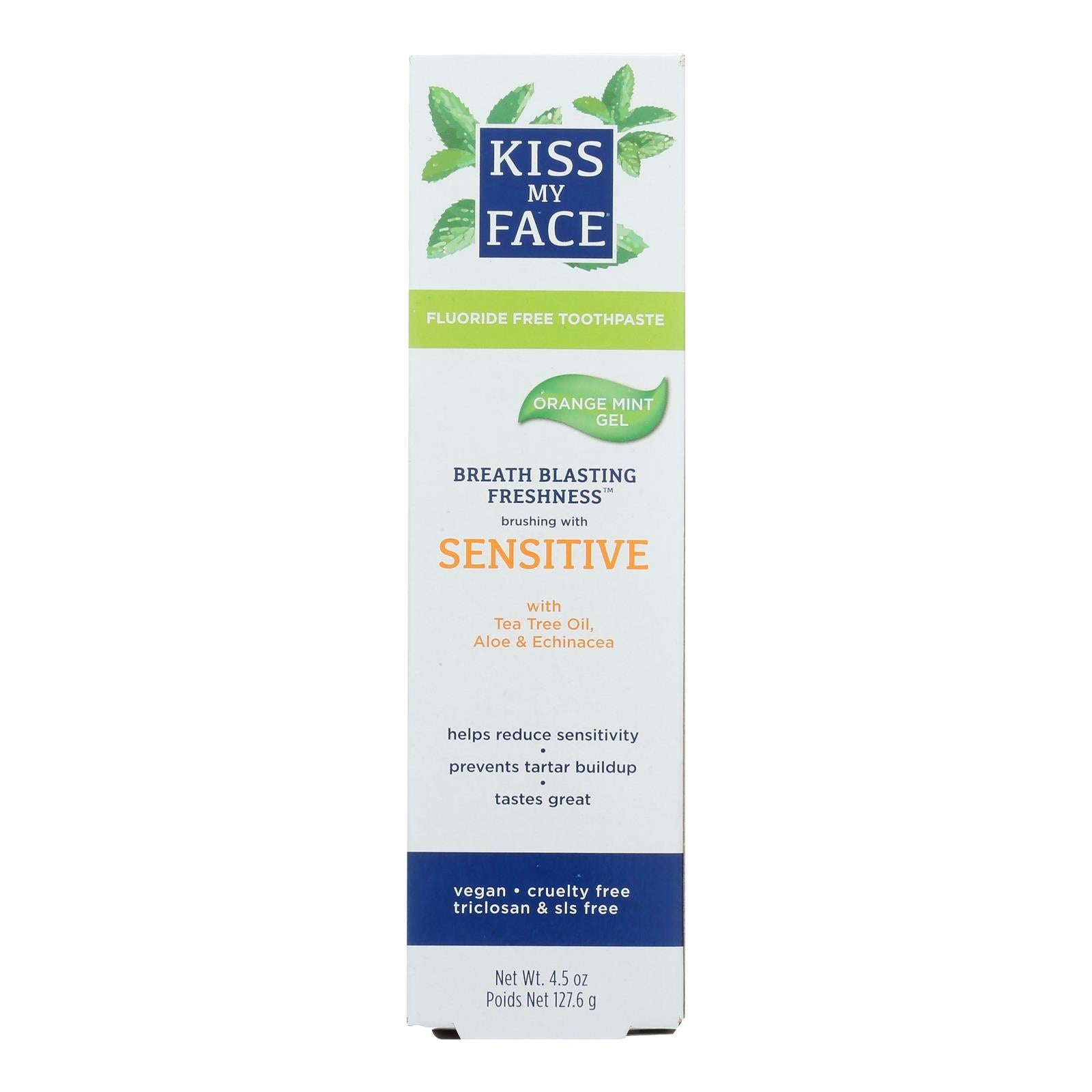 Pasta dental en gel sensible sin flúor Kiss My Face (4.5 oz)