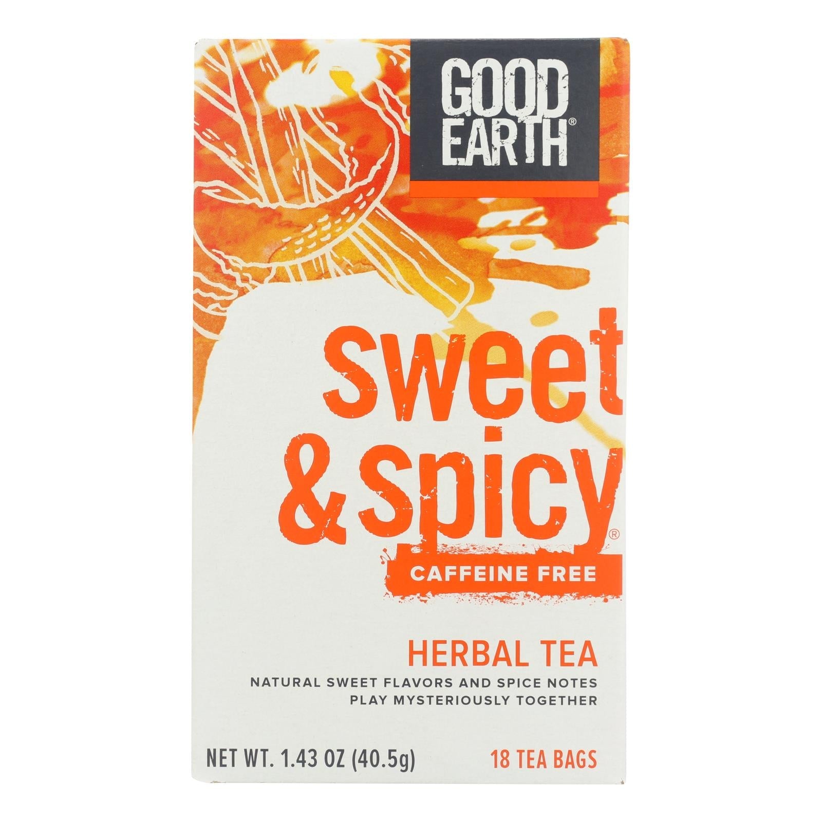 Té de hierbas Good Earth: Mezcla revitalizante dulce y picante (18 bolsitas de té, paquete de 6)