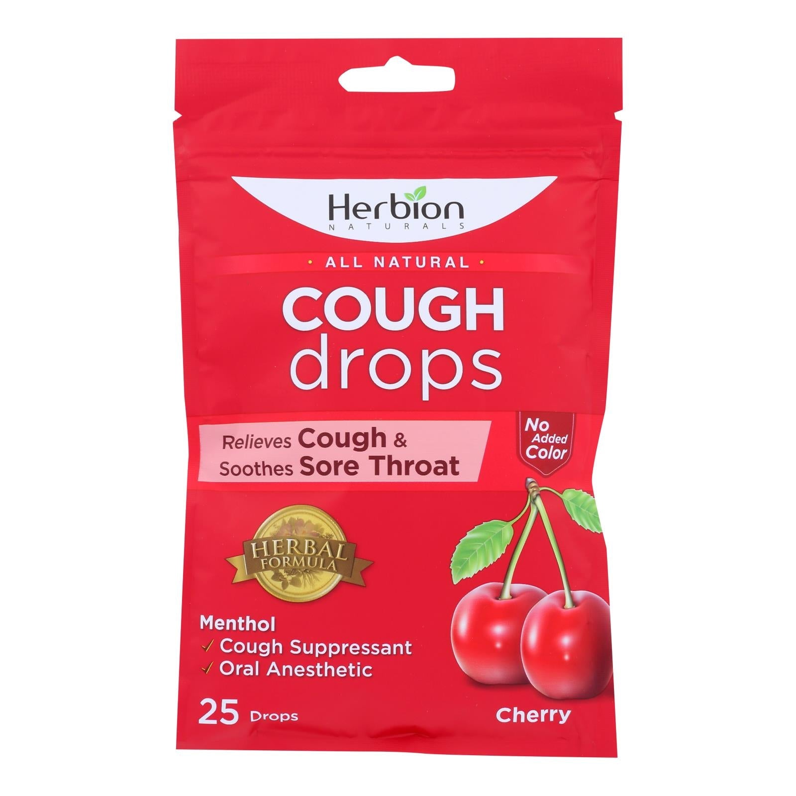 Pastillas para la tos Herbion Naturals con sabor a cereza (paquete de 25)