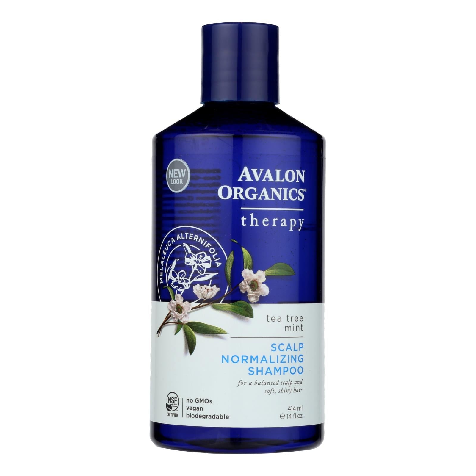 Champú terapéutico normalizador del cuero cabelludo con menta y árbol de té de Avalon Organics - 453 ml 