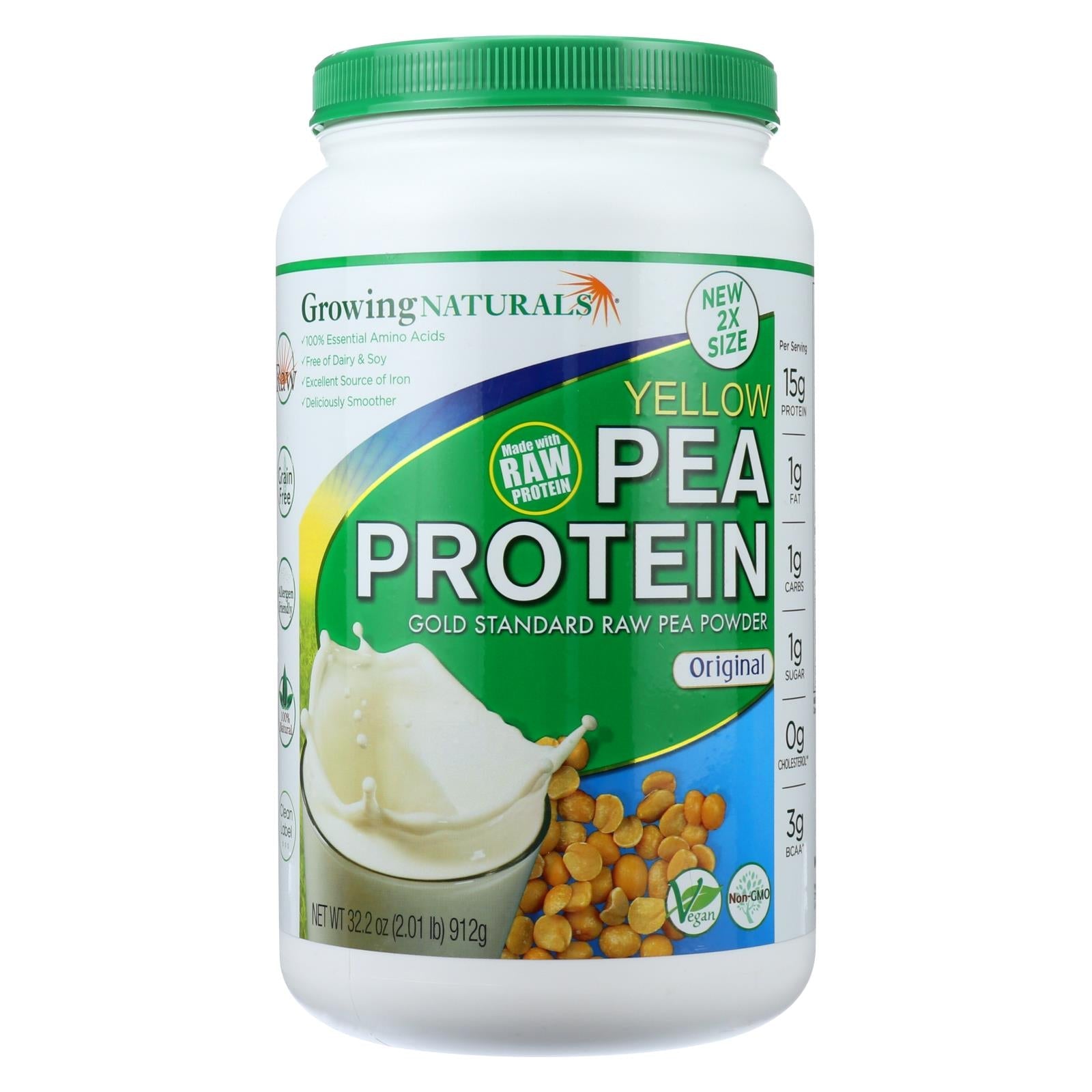Proteína de guisante en polvo Growing Naturals - 947 g - Sabor original