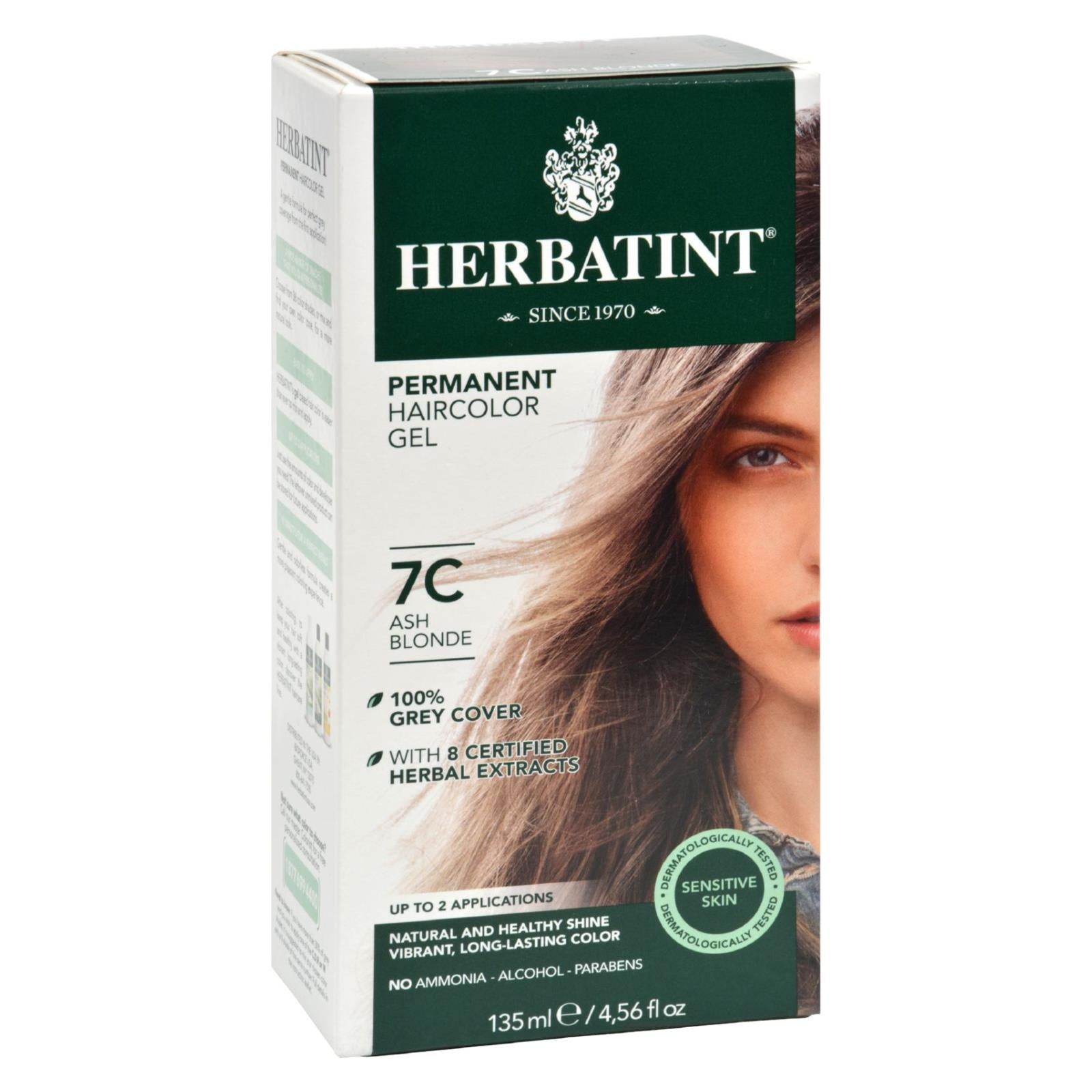 Tinte permanente en gel a base de hierbas Herbatint en rubio ceniza (7C - 135 ml)