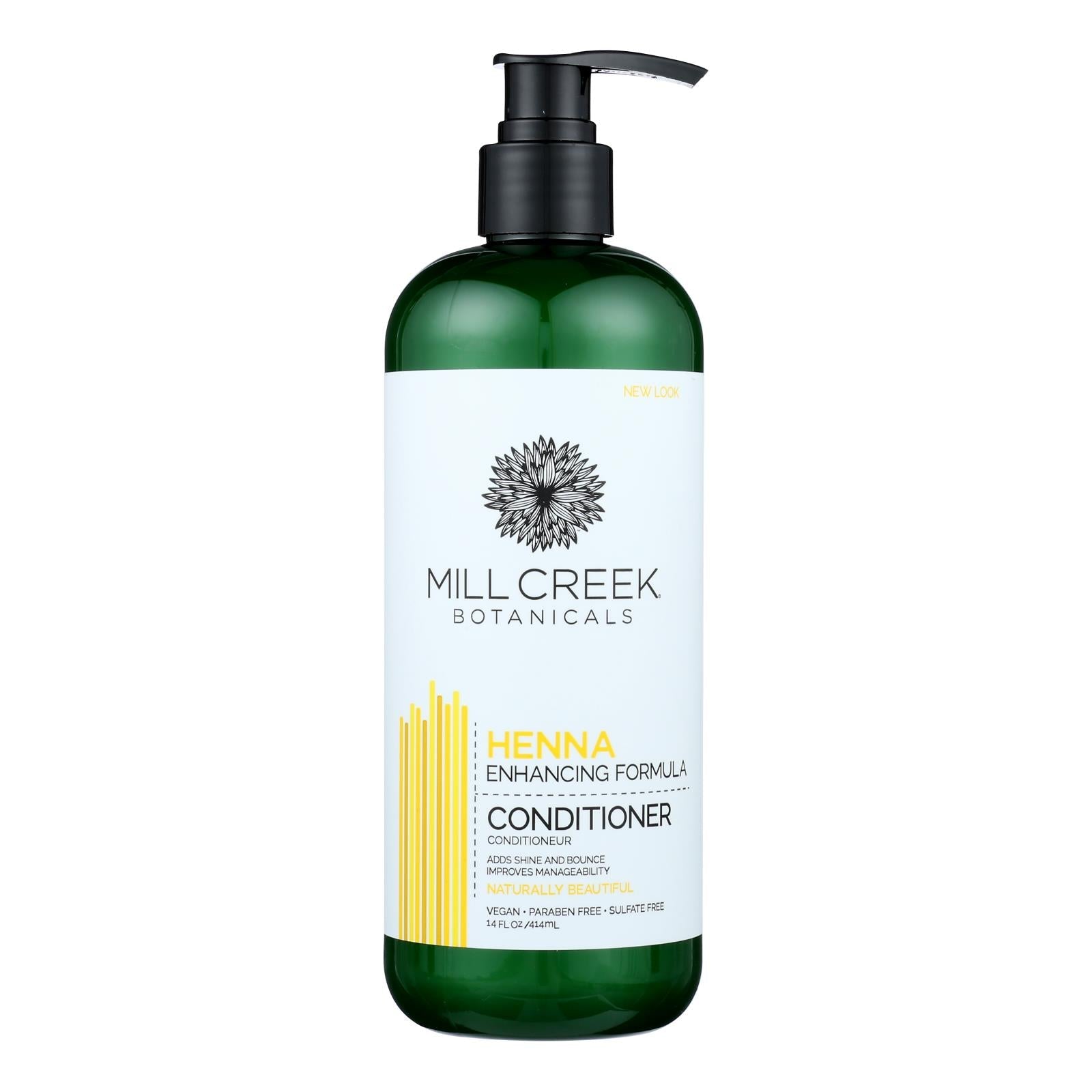 Acondicionador para el cabello con henna de Mill Creek Botanicals, 14 onzas líquidas.