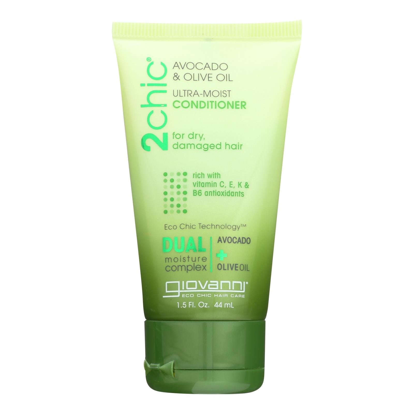 Acondicionador Giovanni 2chic Ultra-Moist con aguacate y aceite de oliva - Paquete de 12, 1.5 fl. oz. 