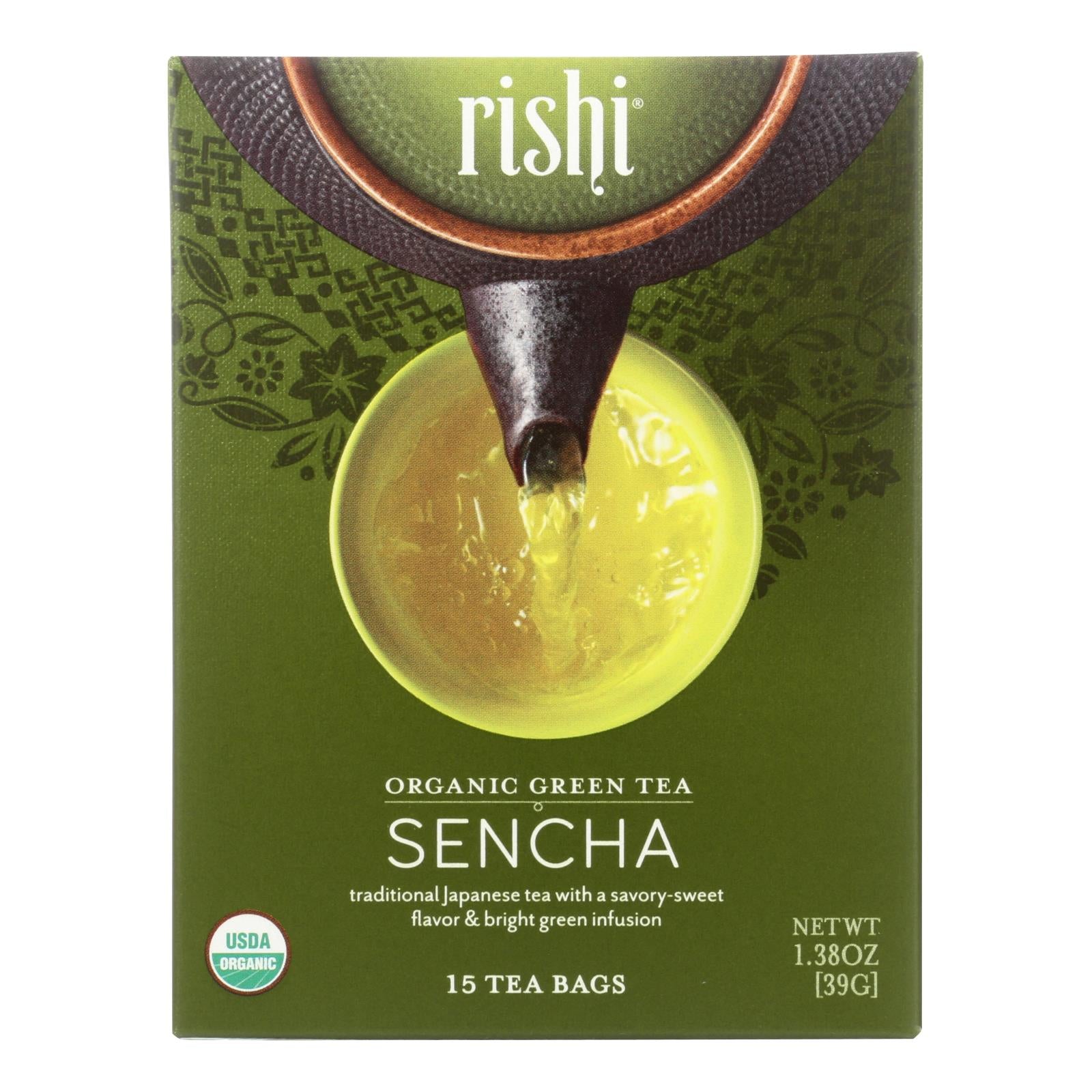Té verde orgánico Rishi Sencha (15 bolsitas) 