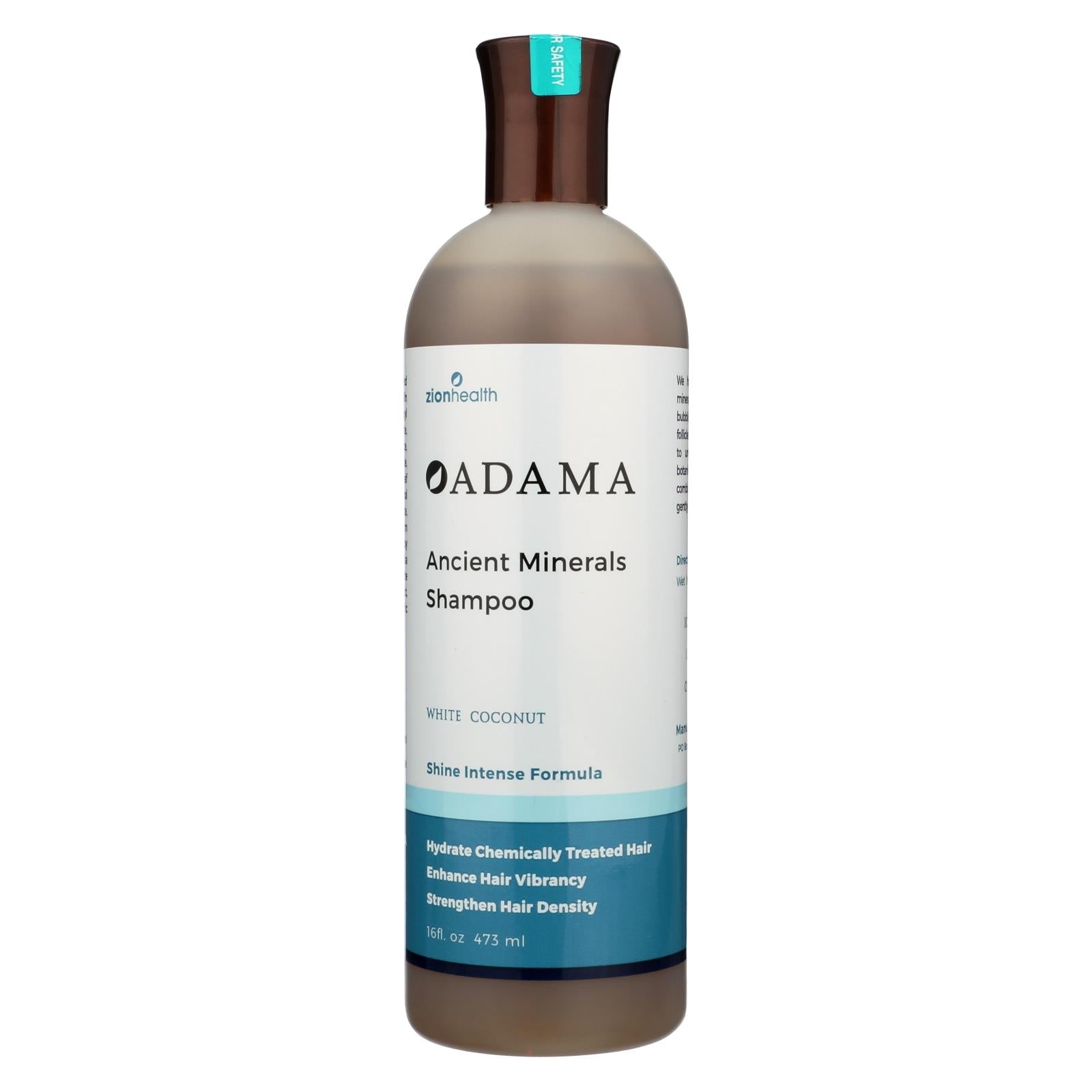 Champú Adama Minerals de Zion Health, 16 onzas líquidas, coco blanco