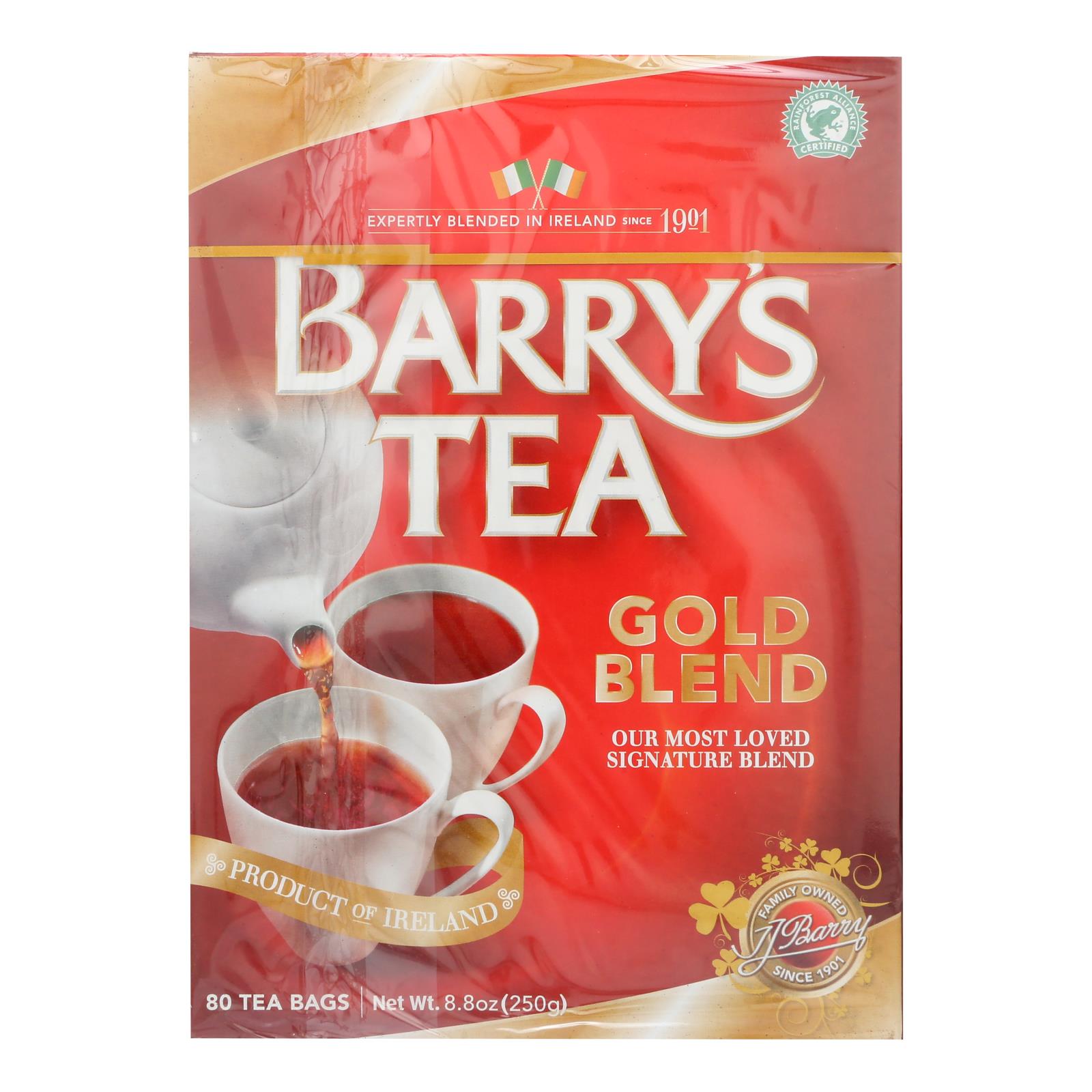 Mezcla de té irlandés dorado de Barry's Tea, paquete de 6 x 80 bolsitas de té