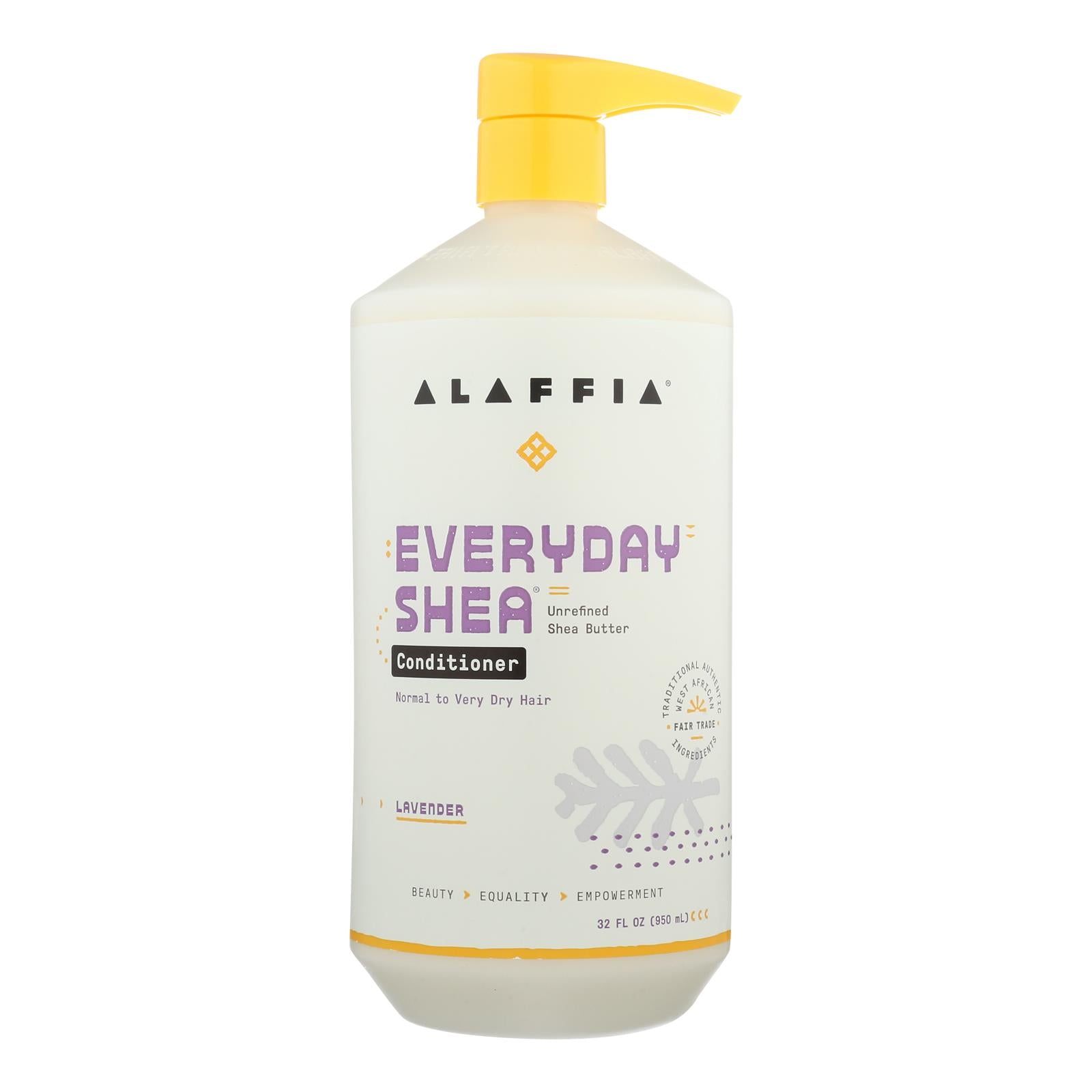 Acondicionador hidratante y nutritivo Alaffia Shea Lavender, 32 oz.
