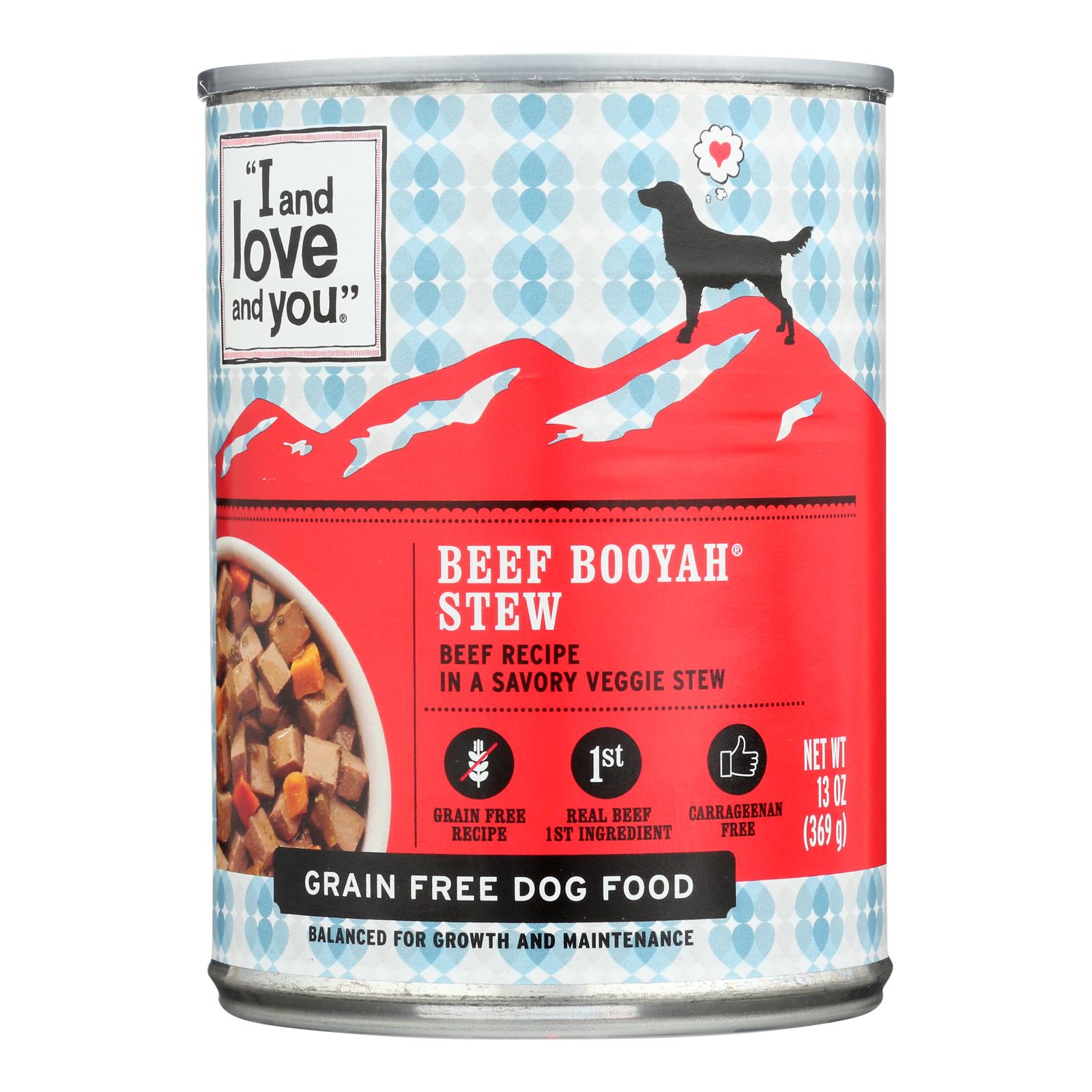 Comida húmeda para perros I and Love and You Beef Booyah Stew (paquete de 12 - 13 oz)