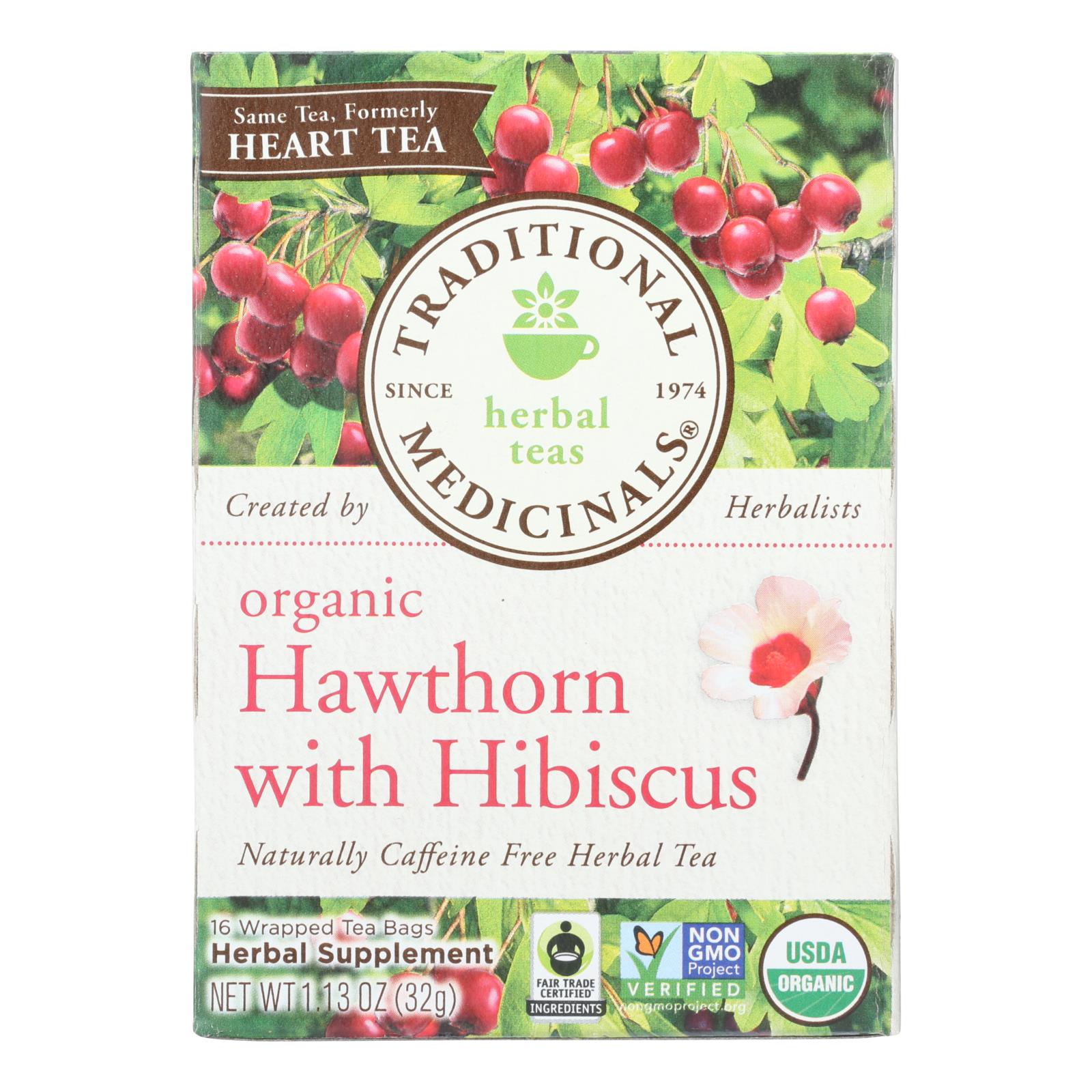 Té orgánico de corazón de Traditional Medicinals con espino blanco, hibisco y 16 bolsitas de té