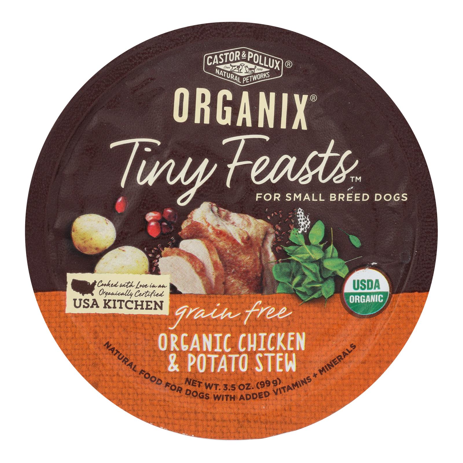 Comida orgánica Tiny Feasts de pollo para perros, 3.5 oz (caja de 12)