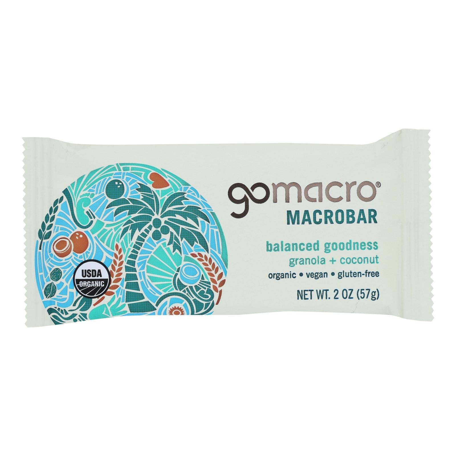 Barras de granola de coco orgánico Gomacro (paquete de 12 - 2 oz) 
