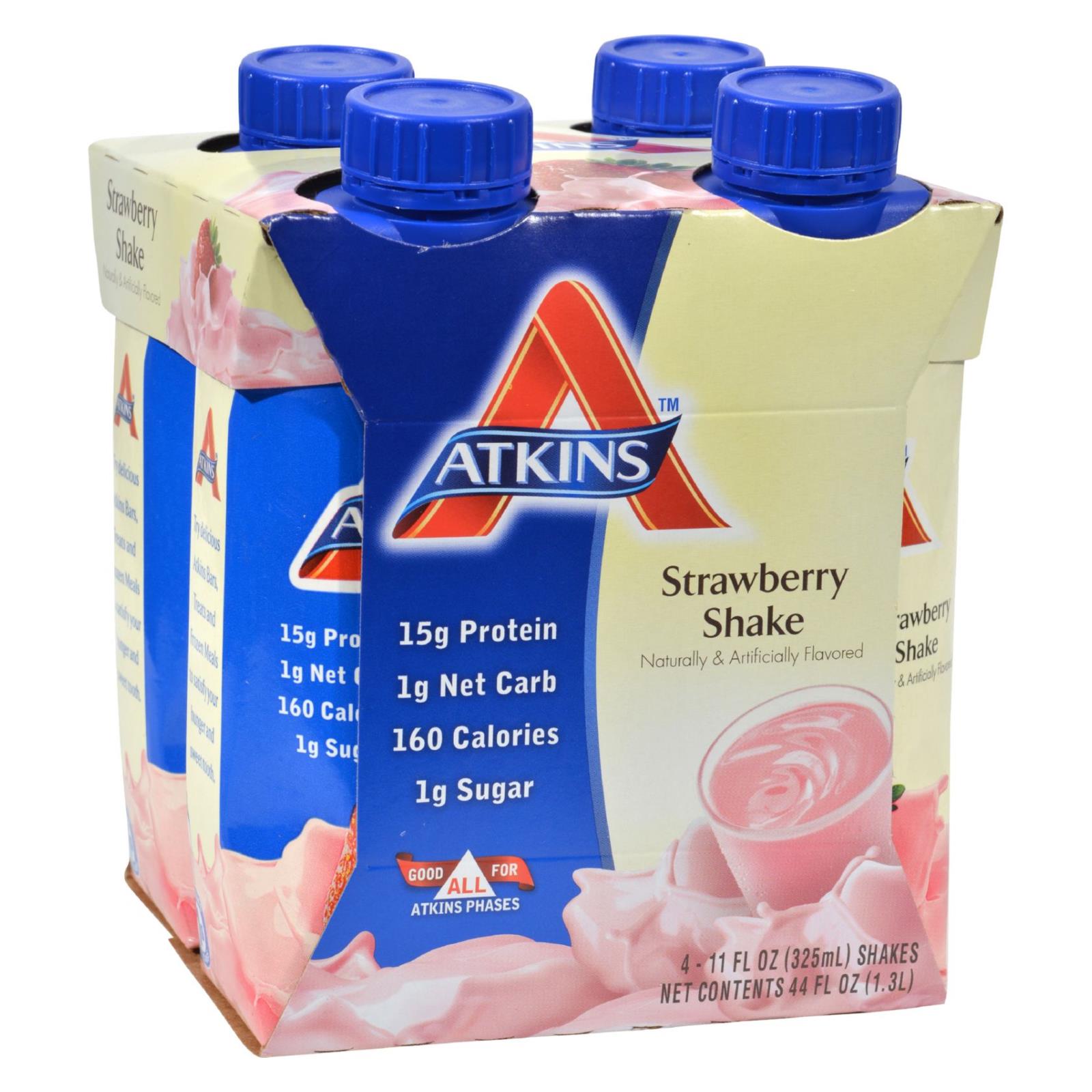 Batido de fresa listo para beber Atkins Advantage, paquete de 4, 325 ml (11 onzas líquidas)