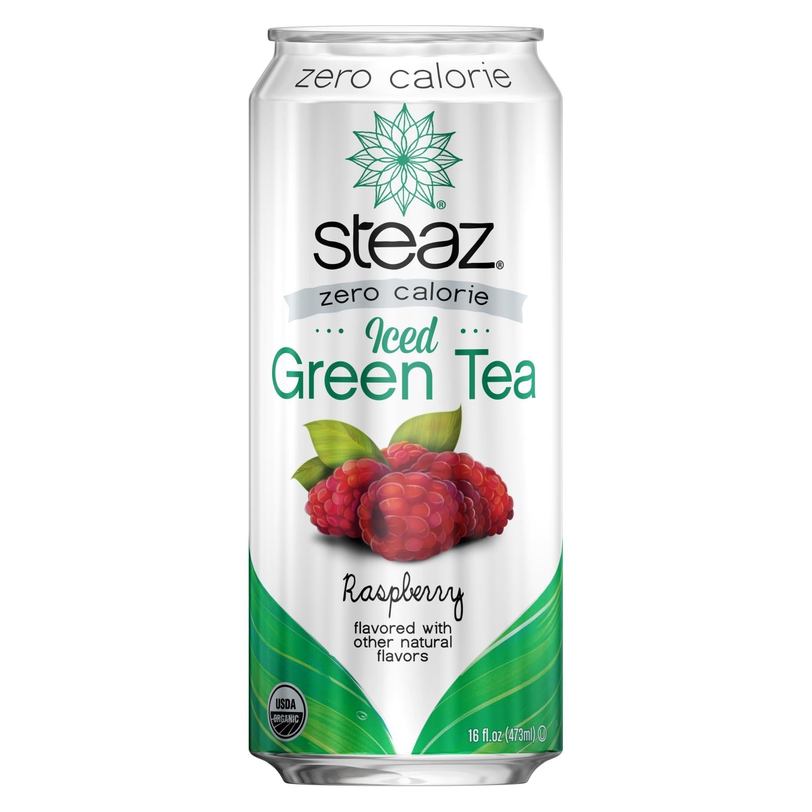 Té verde sin calorías Steaz Frambuesa Caja de 12 16 fl oz 