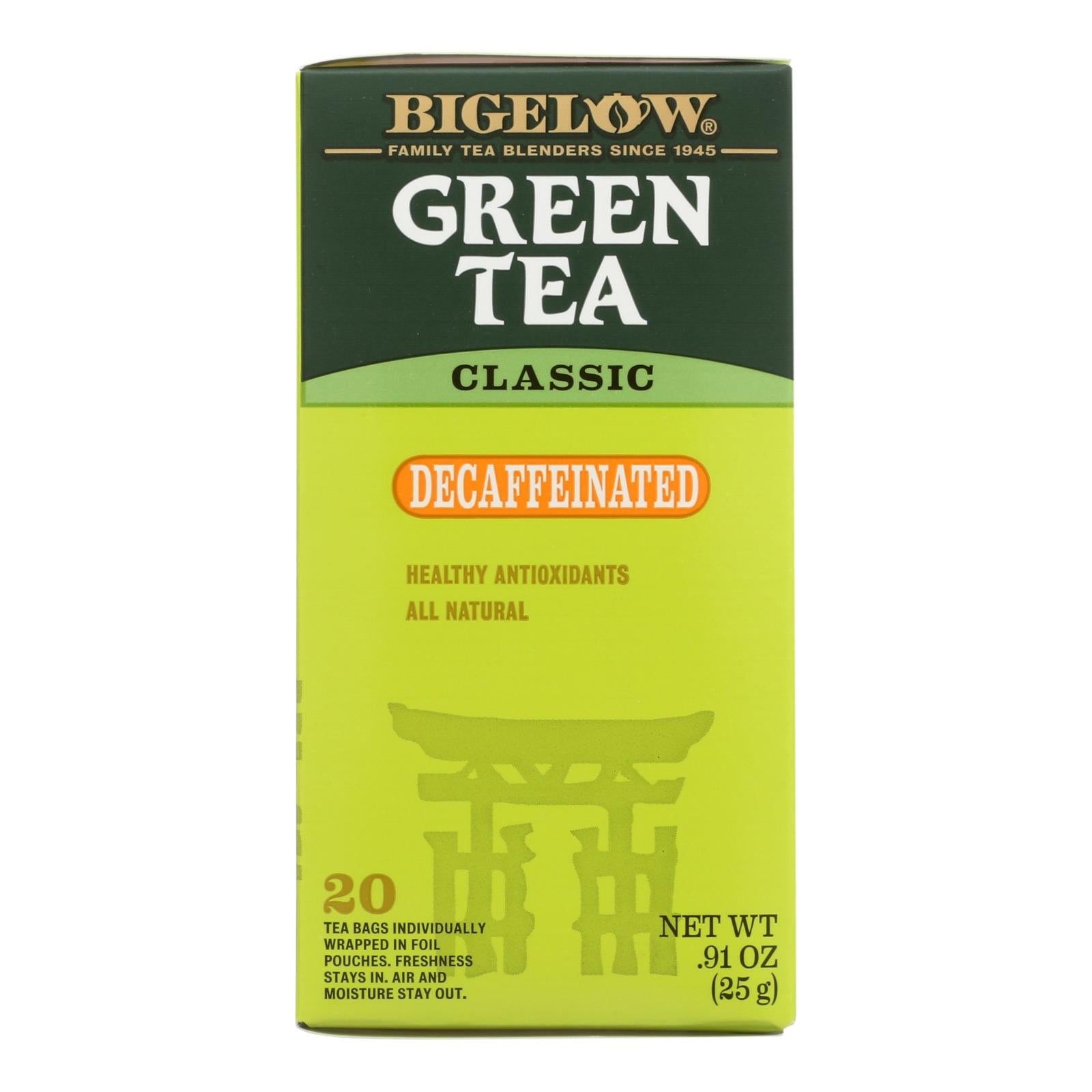 Bolsitas de té verde descafeinado Bigelow (paquete de 6 - 20 bolsitas)
