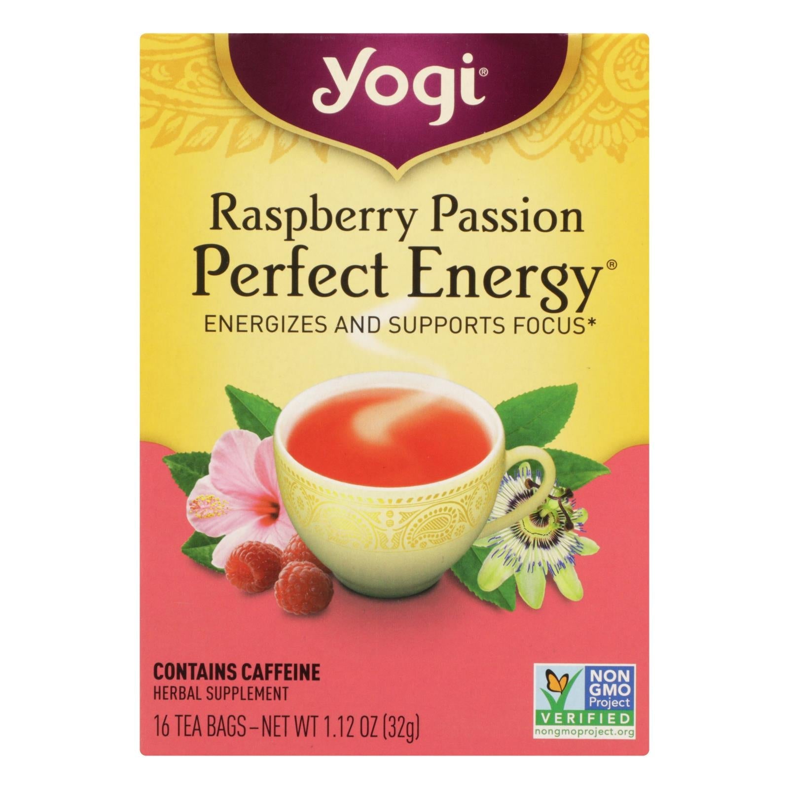 Infusión Yogi Perfect Energy: Frambuesa y Pasión (16 bolsitas)