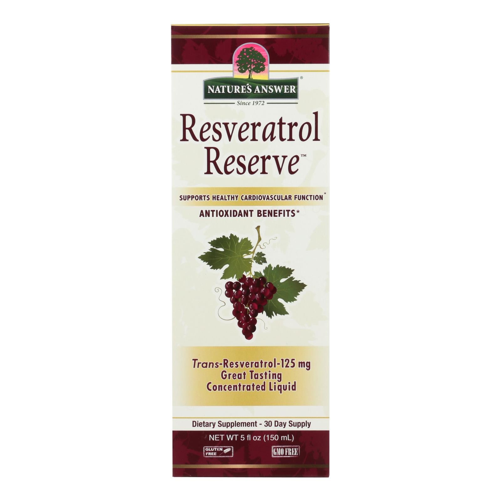 Suplemento líquido sin alcohol Nature's Answer Resveratrol Reserve (147 ml)
