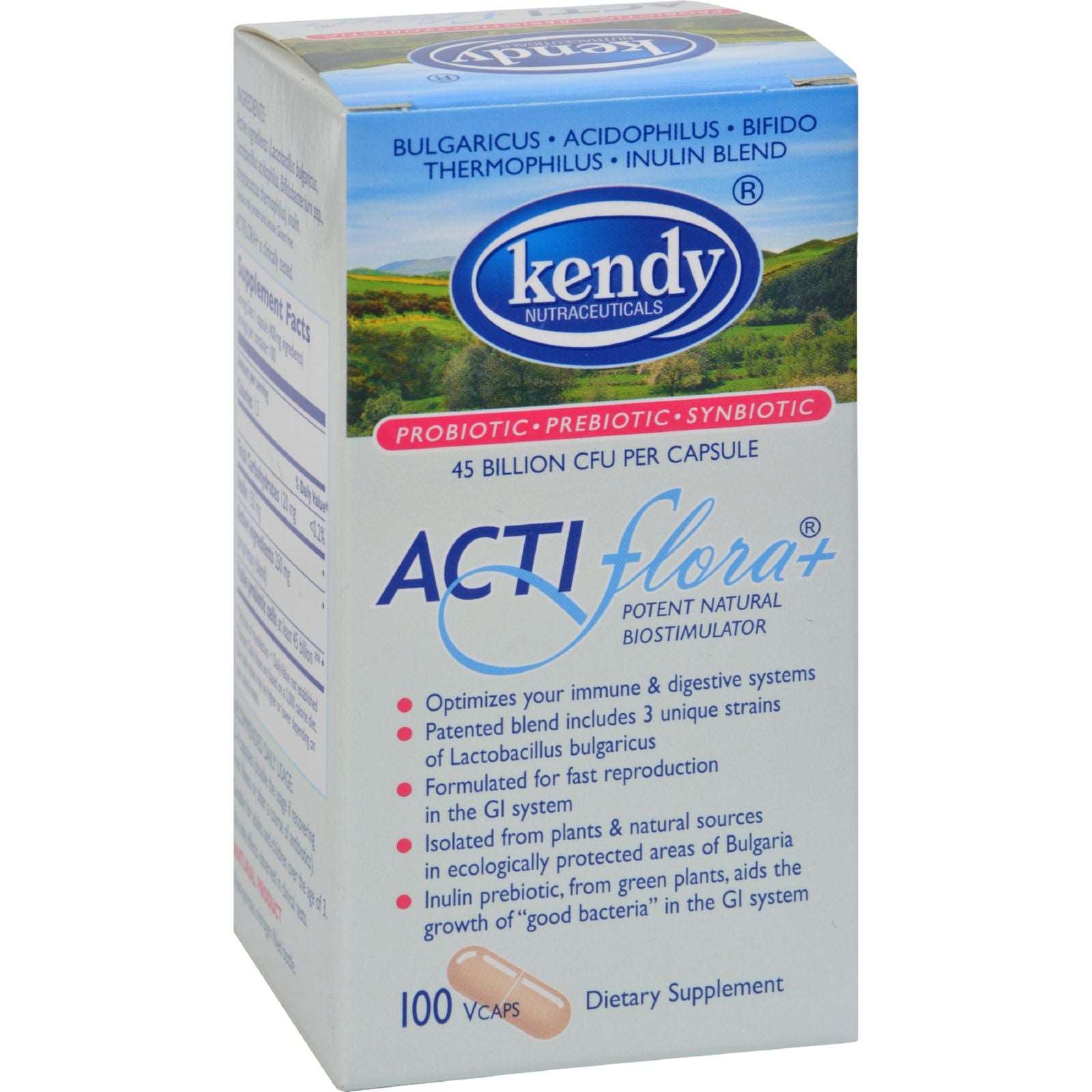 Actiflora Plus Prebiótico, Probiótico y Simbiótico de Kendy USA (100 Cápsulas)