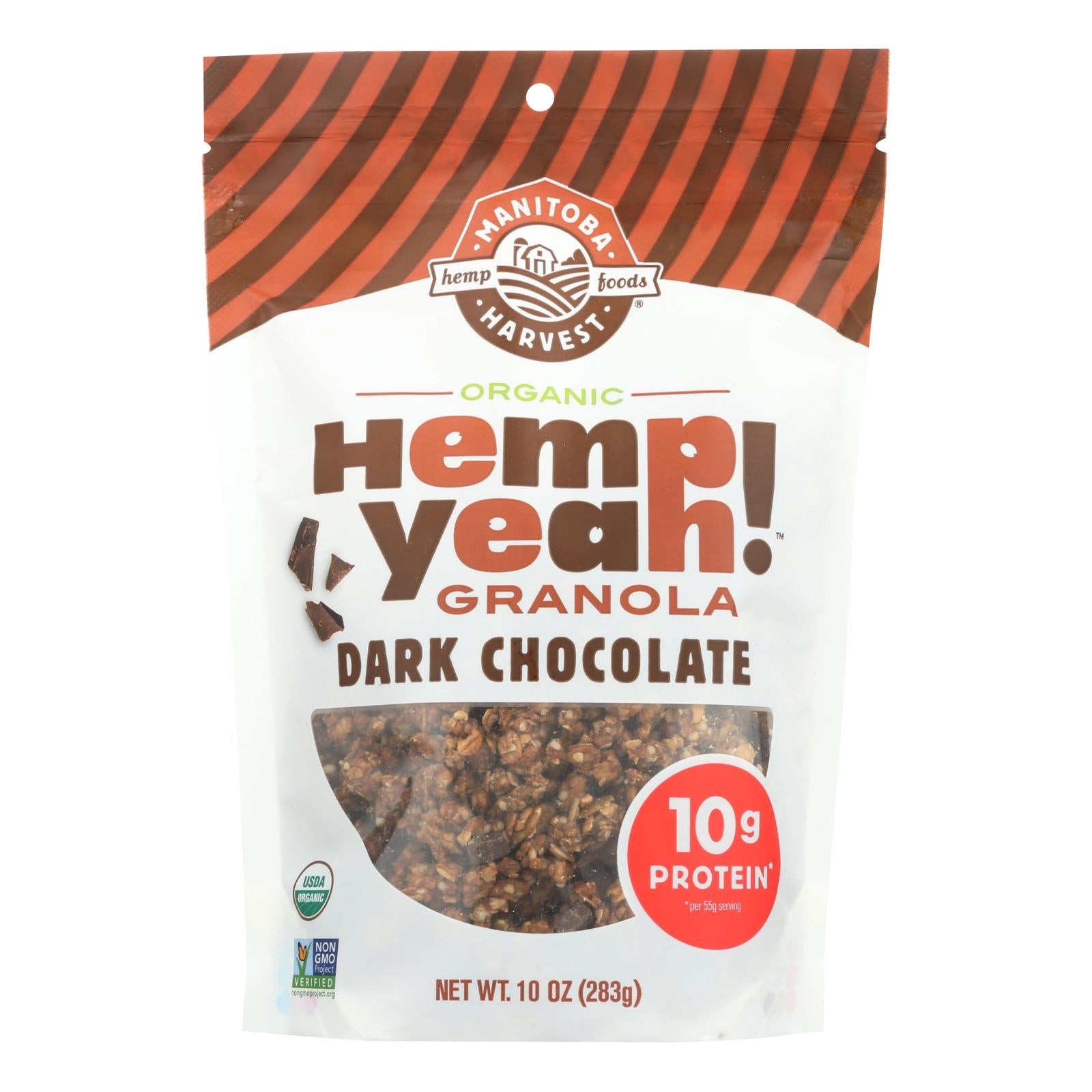 Granola de cáñamo Manitoba Harvest, chocolate negro, 10 oz, paquete de 6 