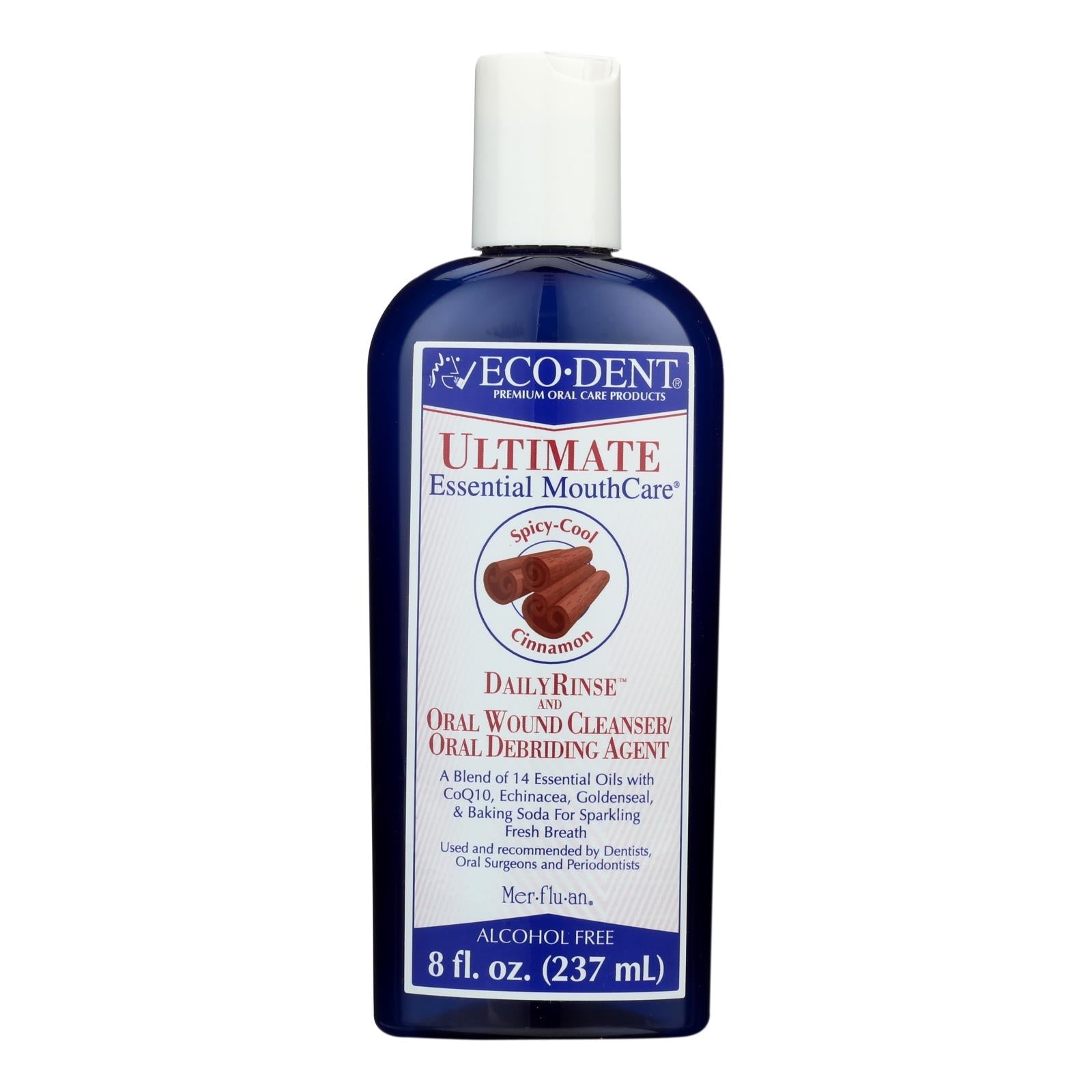 Enjuague bucal Eco-Dent Dailyrinse - Explosión de canela - 8 onzas líquidas