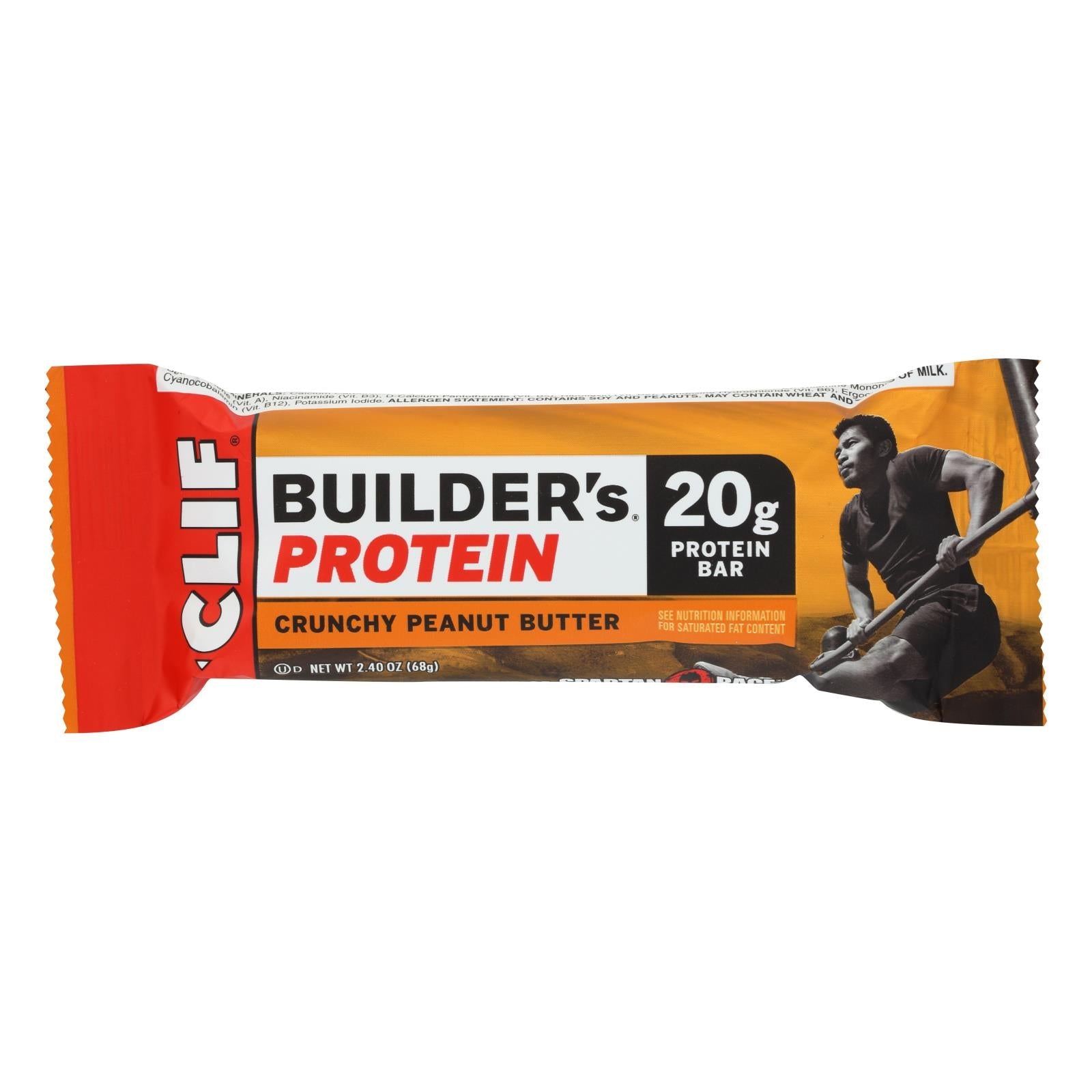 Barras de mantequilla de maní crujientes Clif Builder's Bar, paquete de 12