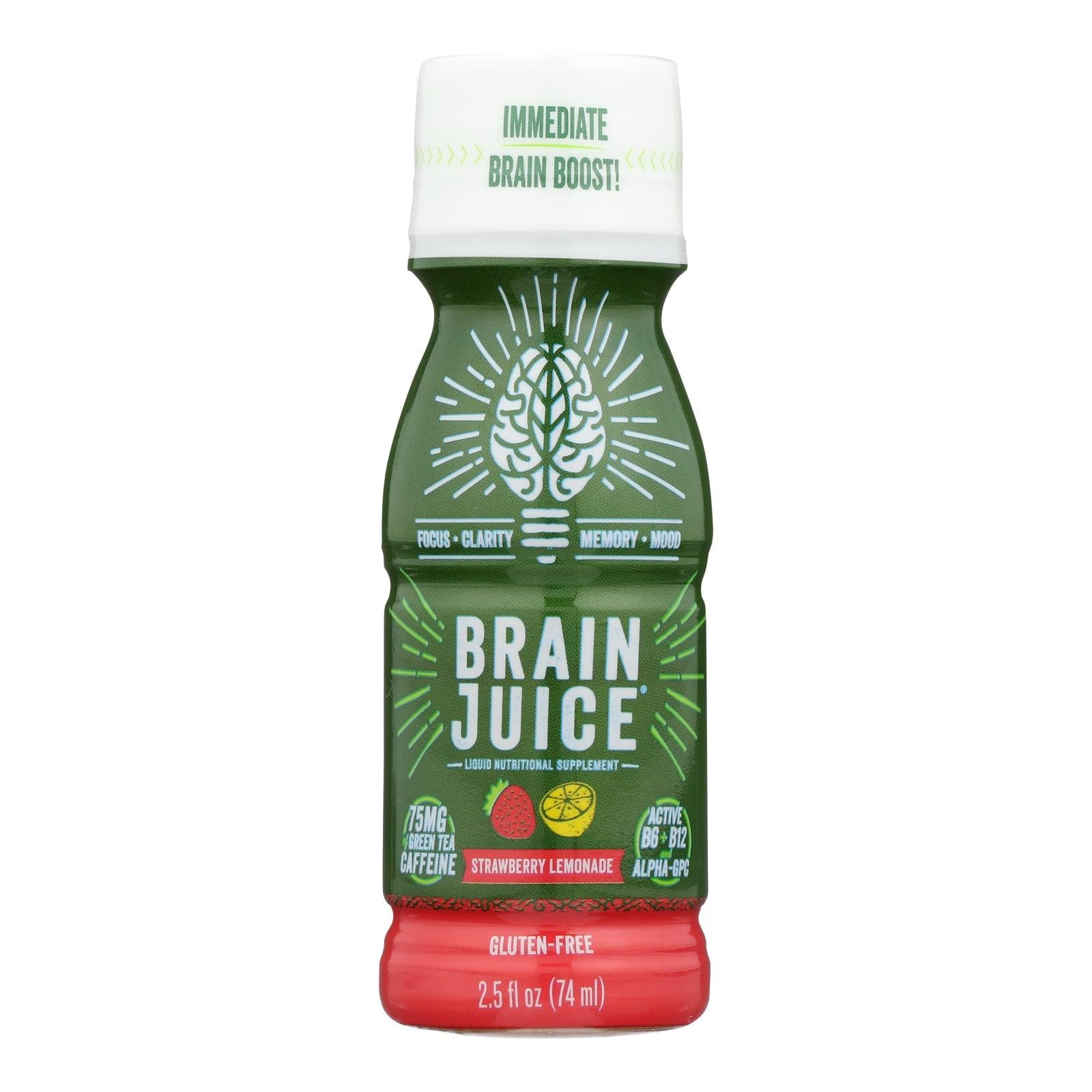 Limonada de fresa Brain Juice, paquete de 12, 2.5 onzas líquidas