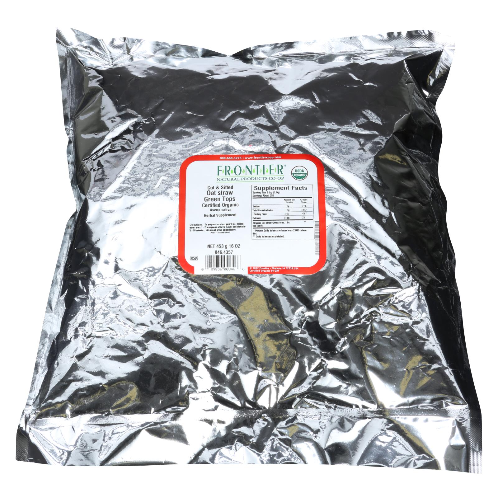Frontier Herb Cut and Sifted Organic Oatstraw Green Tops | 1lb
