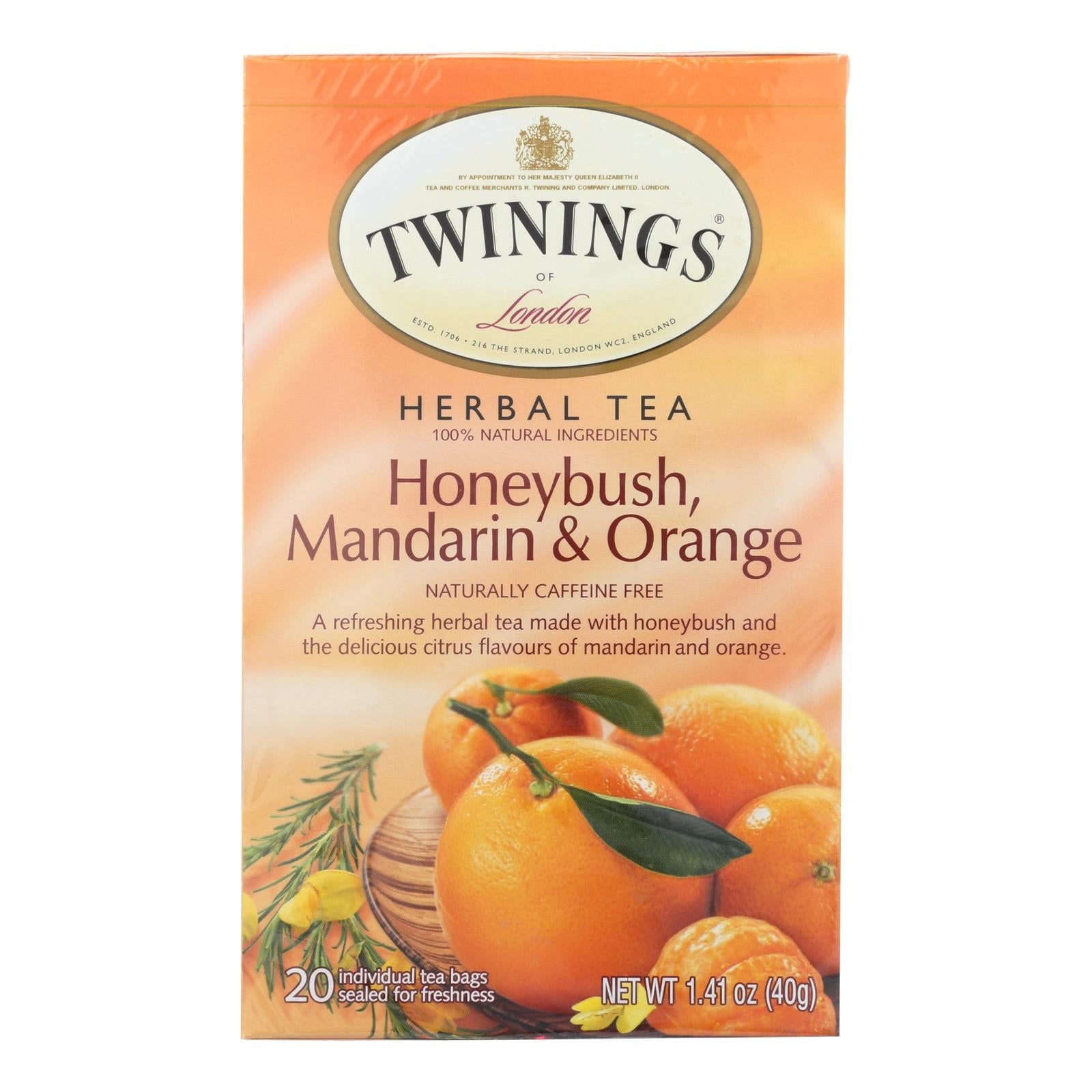 Té herbal de mandarina y naranja Honeybush de Twinings (paquete de 6 - 20 bolsitas)