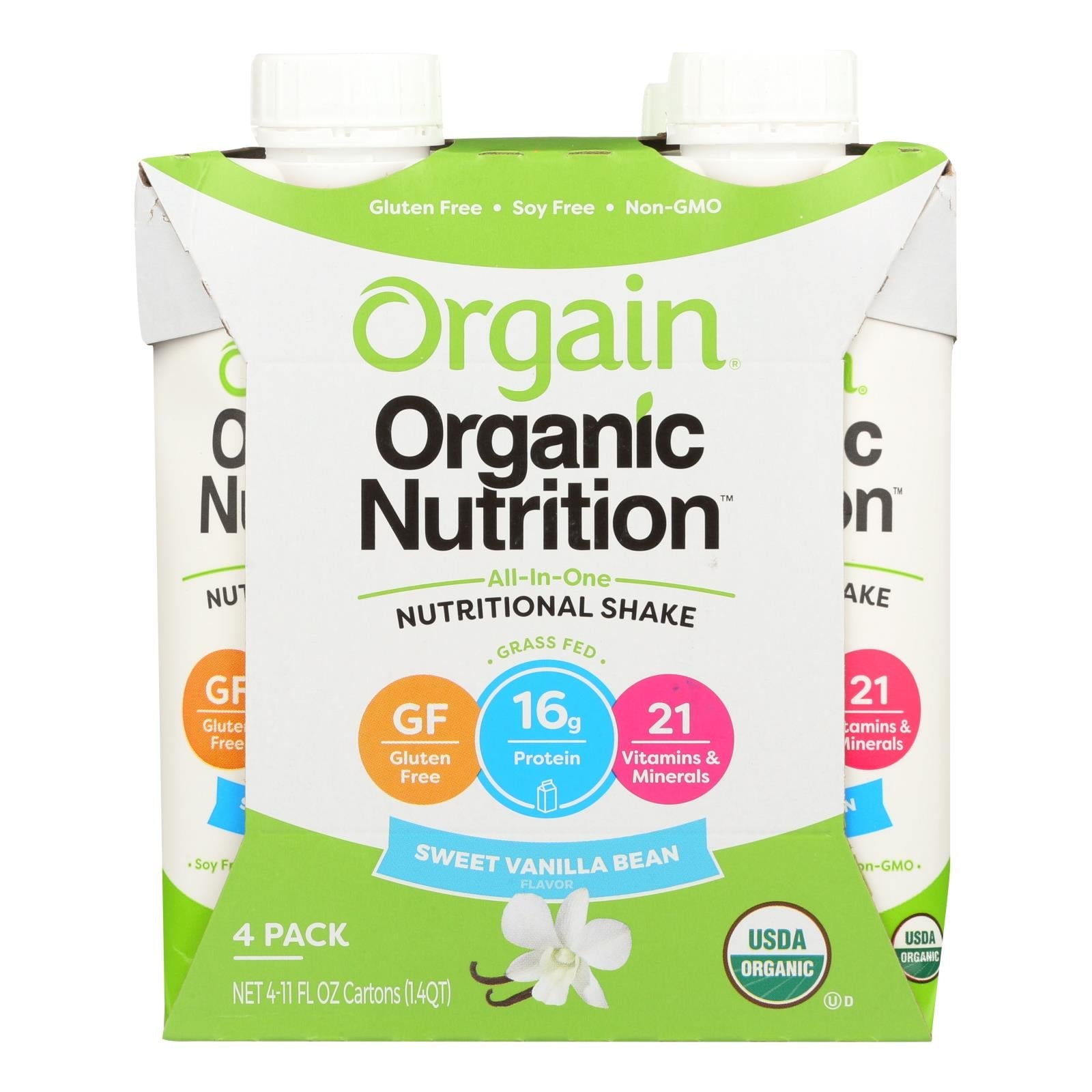 Batido nutricional orgánico de vainilla Orgain - 11 onzas líquidas (paquete de 12)