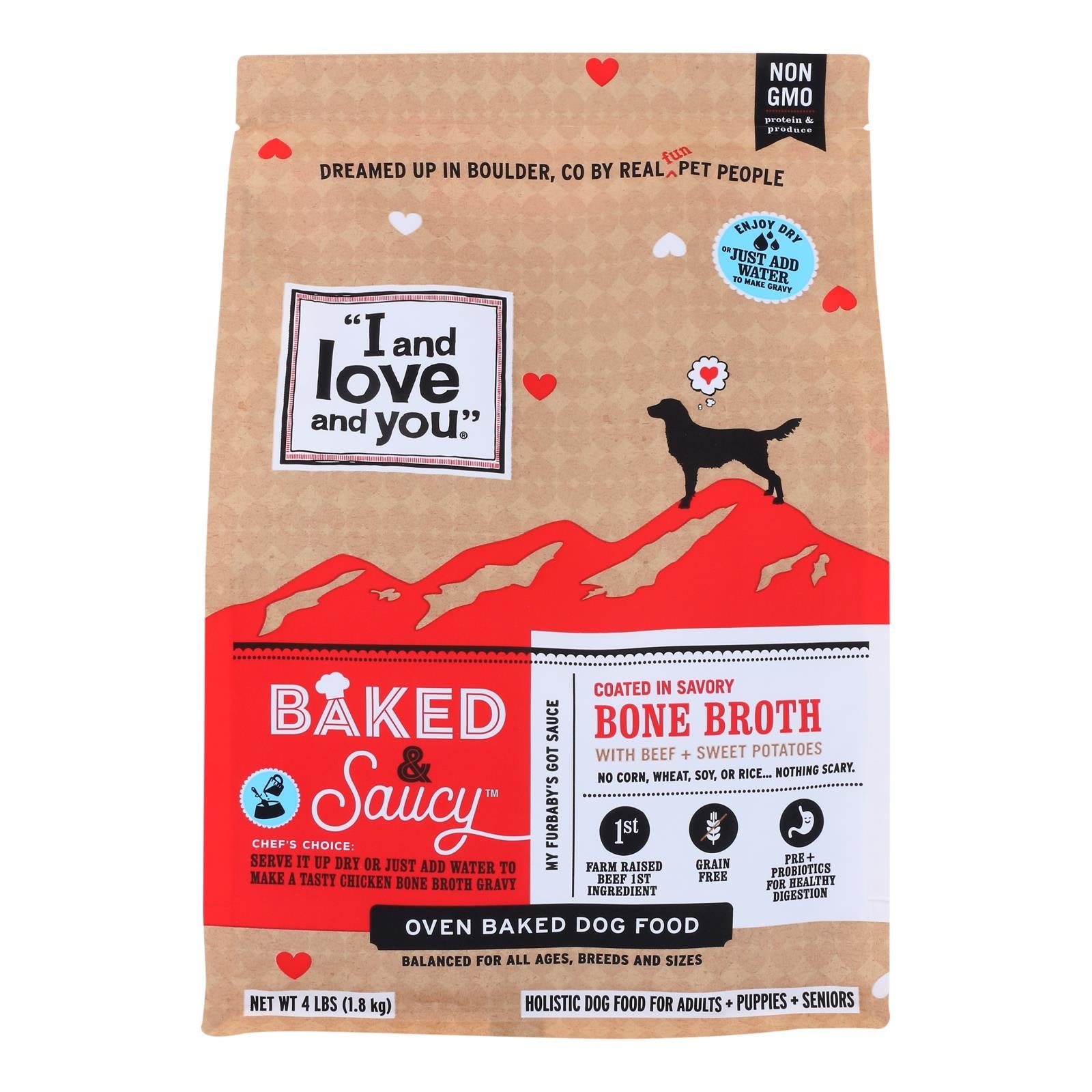 Alimento para perros con salsa de carne de res horneada "I And Love And You" - Caja de 24 lb
