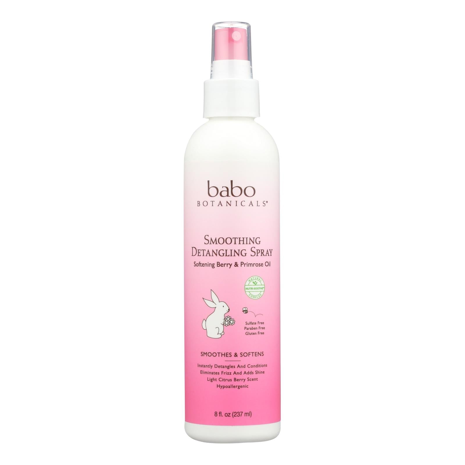 Desenredante instantáneo Babo Botanicals para nudos y enredos - Baya y prímula | Paquete de 8 | 8 onzas líquidas cada uno 