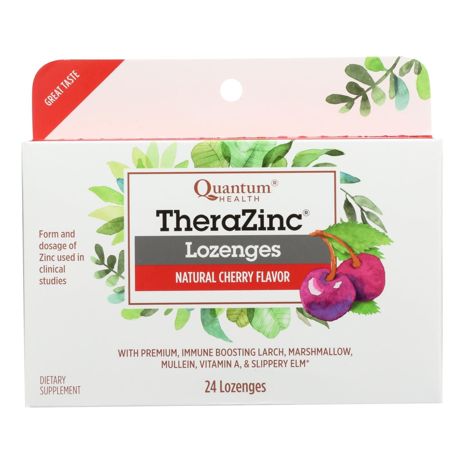Quantum Research Cold Season Plus Zinc - Cereza - 24 pastillas para reforzar el sistema inmunitario y aliviar el dolor de garganta