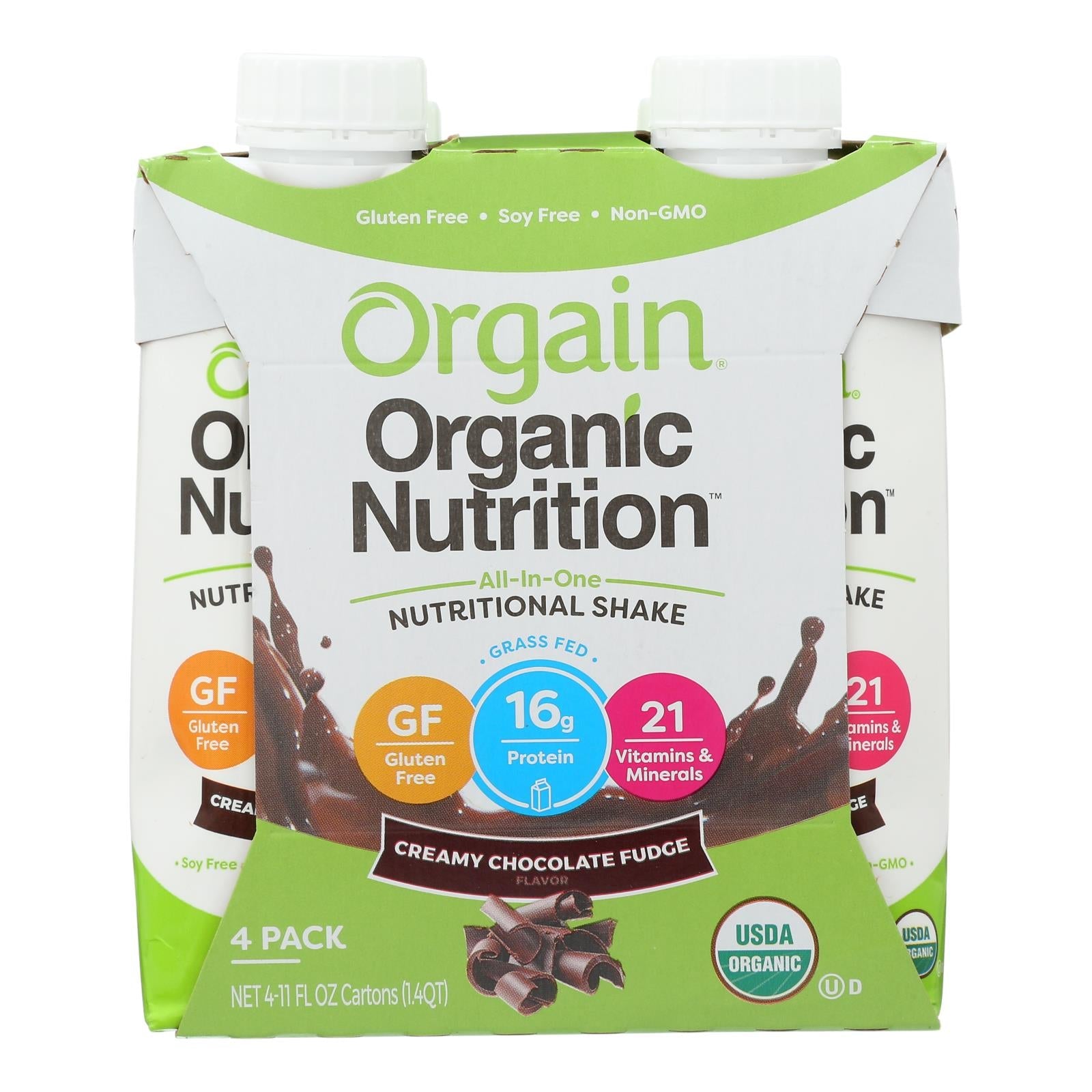 Batido nutricional orgánico Orgain - Chocolate Fudge - Paquete de 12 - 11 onzas líquidas cada uno