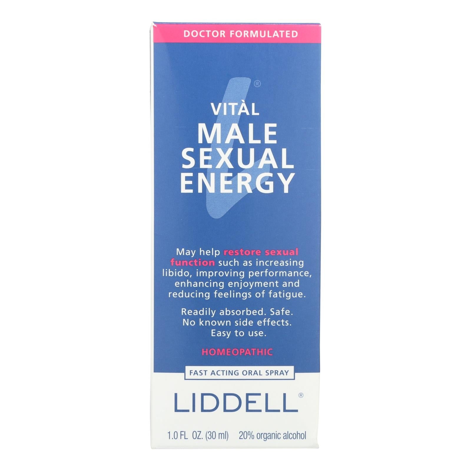 Fórmula energética homeopática Liddell para hombres - 1 onza líquida.