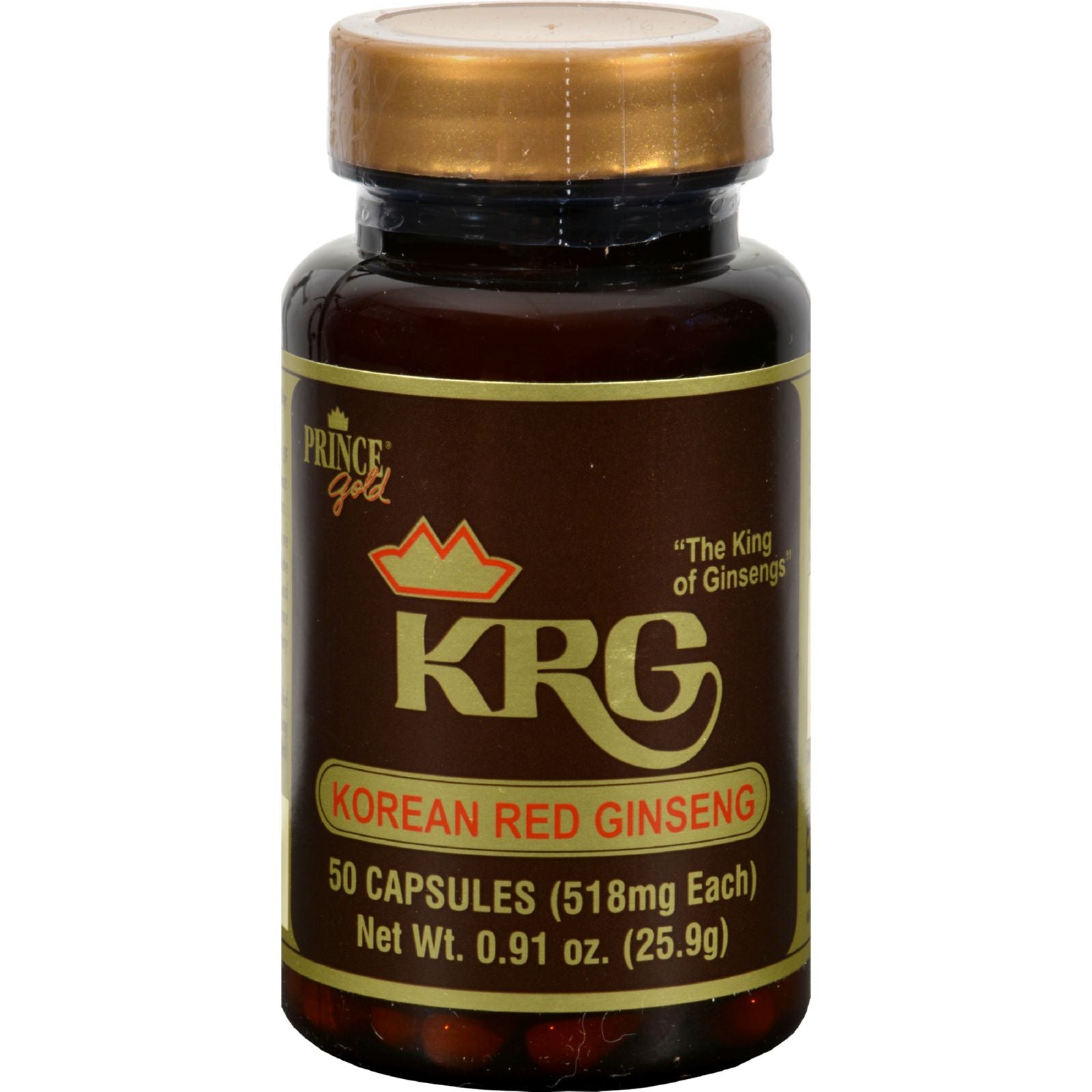 Cápsulas de ginseng rojo coreano premium Prince of Peace | Mejora la vitalidad y la resistencia | 50 cápsulas